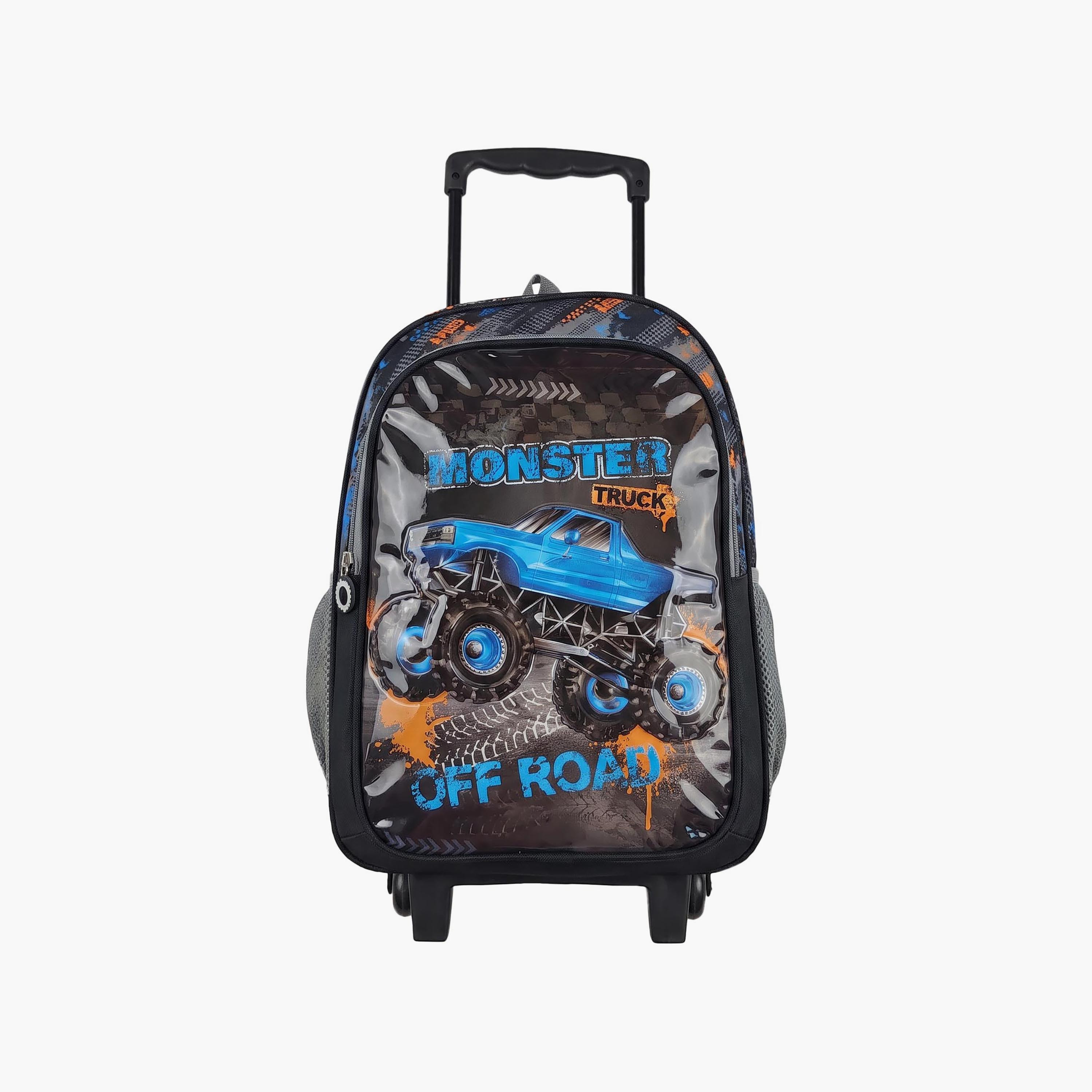 Royal Falcon Monster Truck 5-Piece School Trolley Backpack Set for Boys 5-8 Years - 16 Inch-school-bagsandbackpacks-trolleybags-image-2