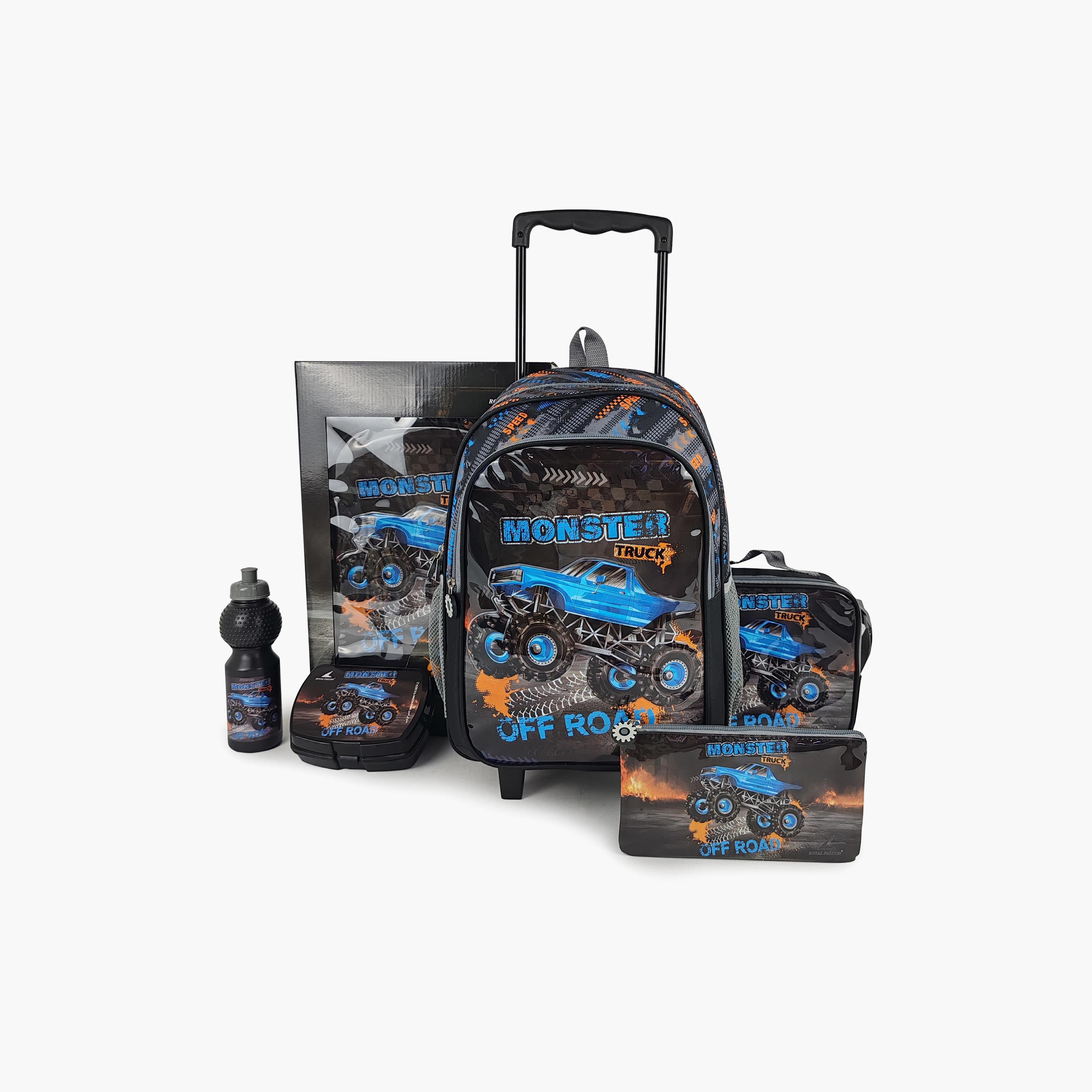 Royal Falcon Monster Truck 5-Piece School Trolley Backpack Set for Boys 5-8 Years - 16 Inch-school-bagsandbackpacks-trolleybags-image-9