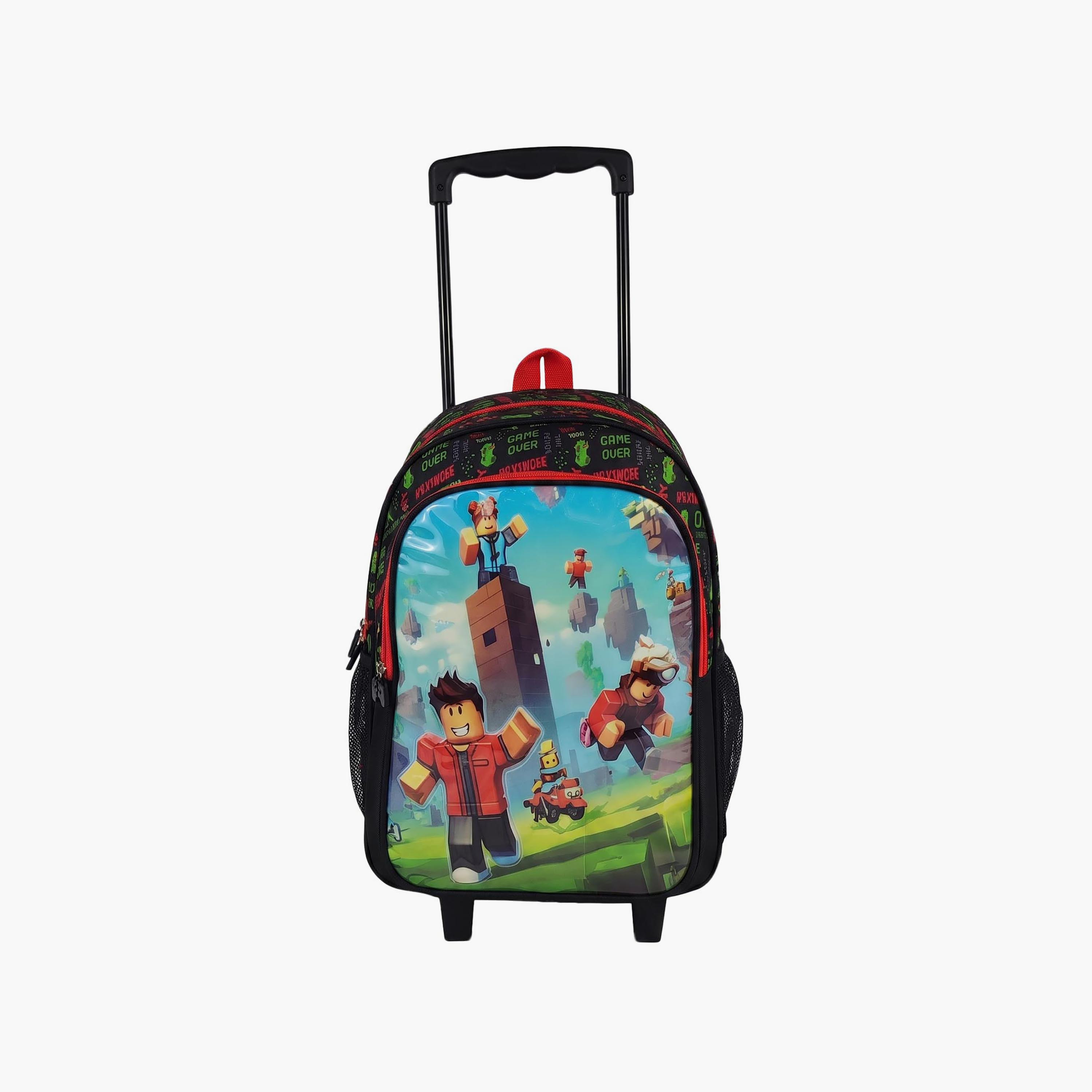 Royal Falcon Action Hero Blox 5-Piece School Trolley Backpack Set for Boys 5-8 Years - 16 Inch-school-bagsandbackpacks-trolleybags-image-2