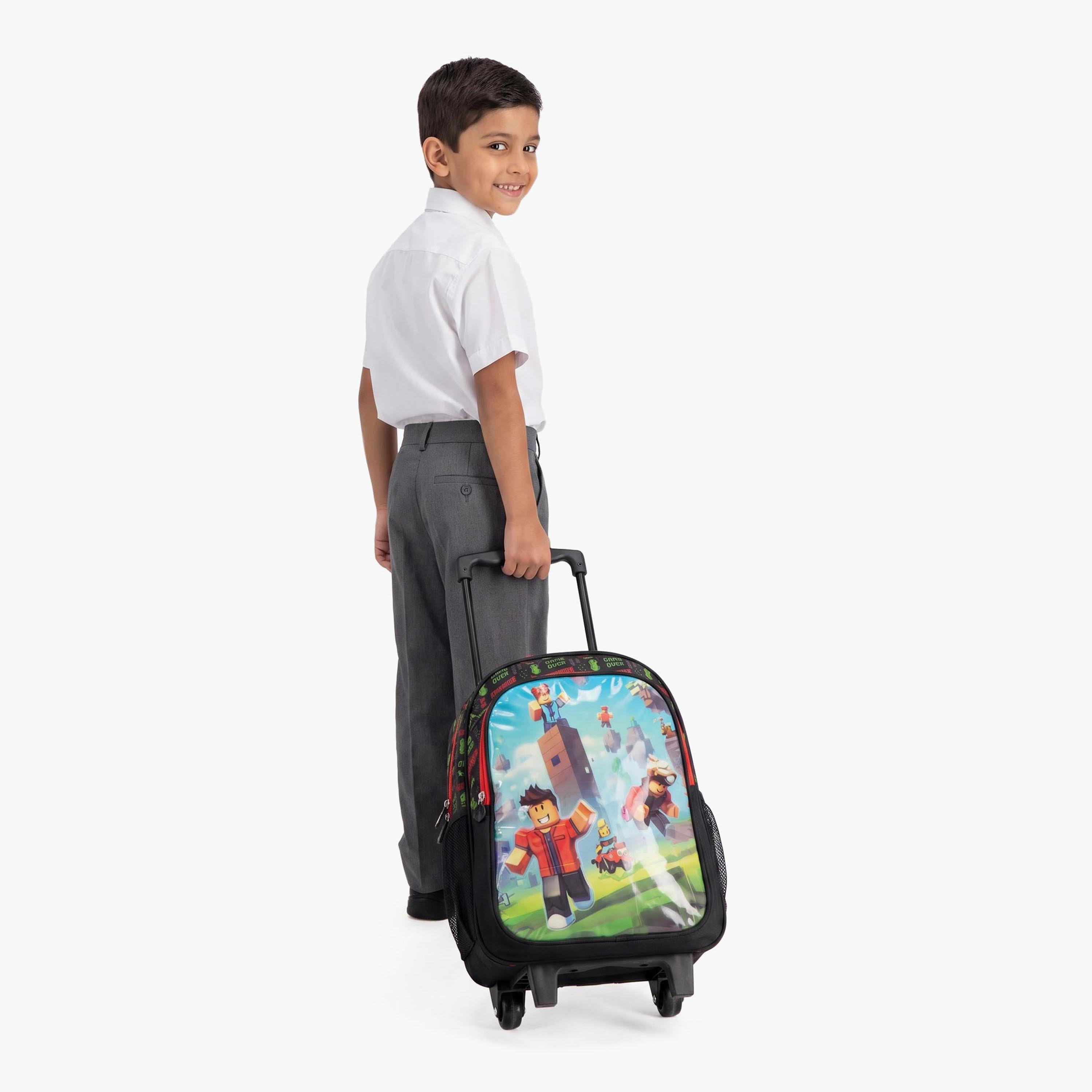 Royal Falcon Action Hero Blox 5-Piece School Trolley Backpack Set for Boys 5-8 Years - 16 Inch-school-bagsandbackpacks-trolleybags-image-8