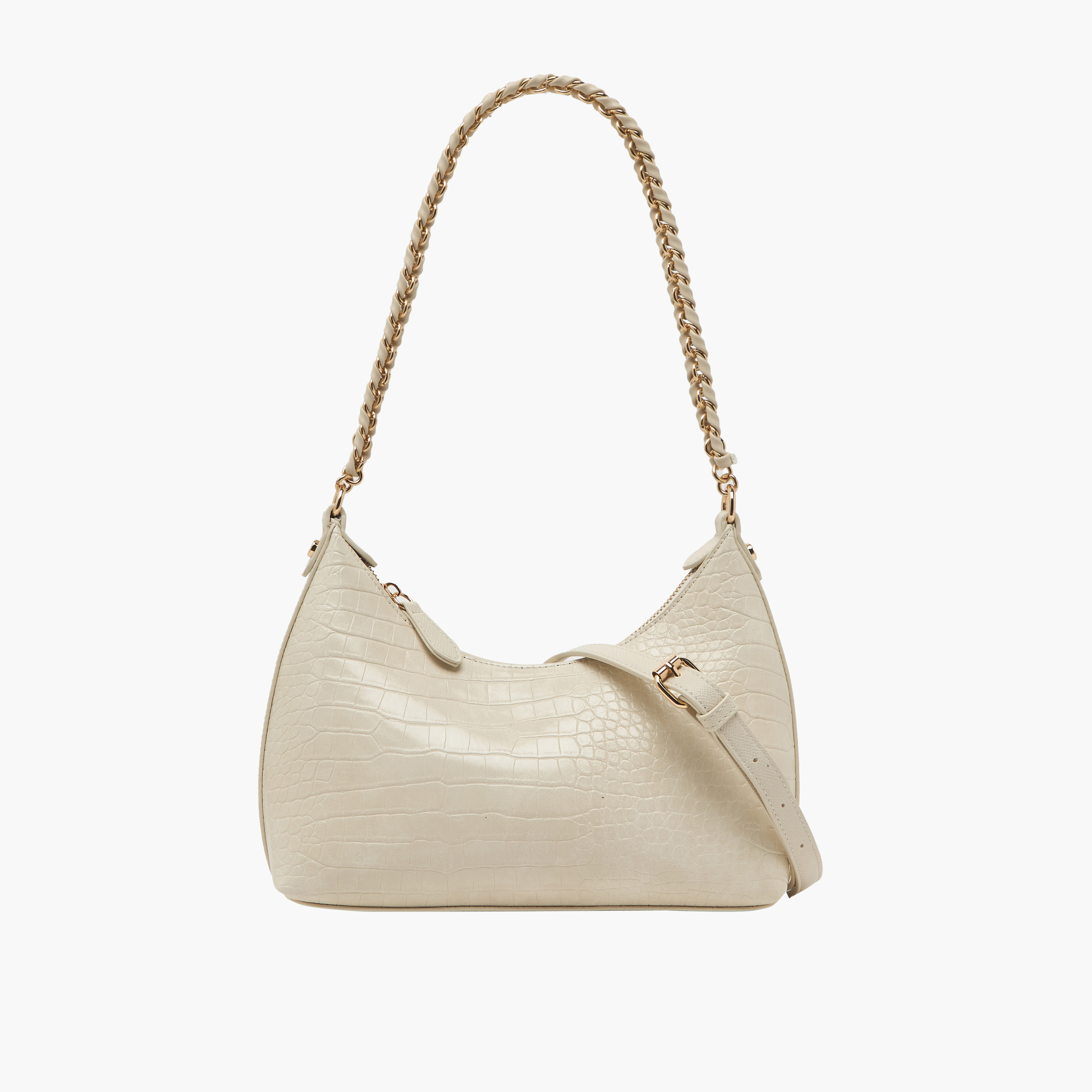 Sasha Textured Shoulder Bag with Chain Strap-women-bagsandwallets-handbags-image-1