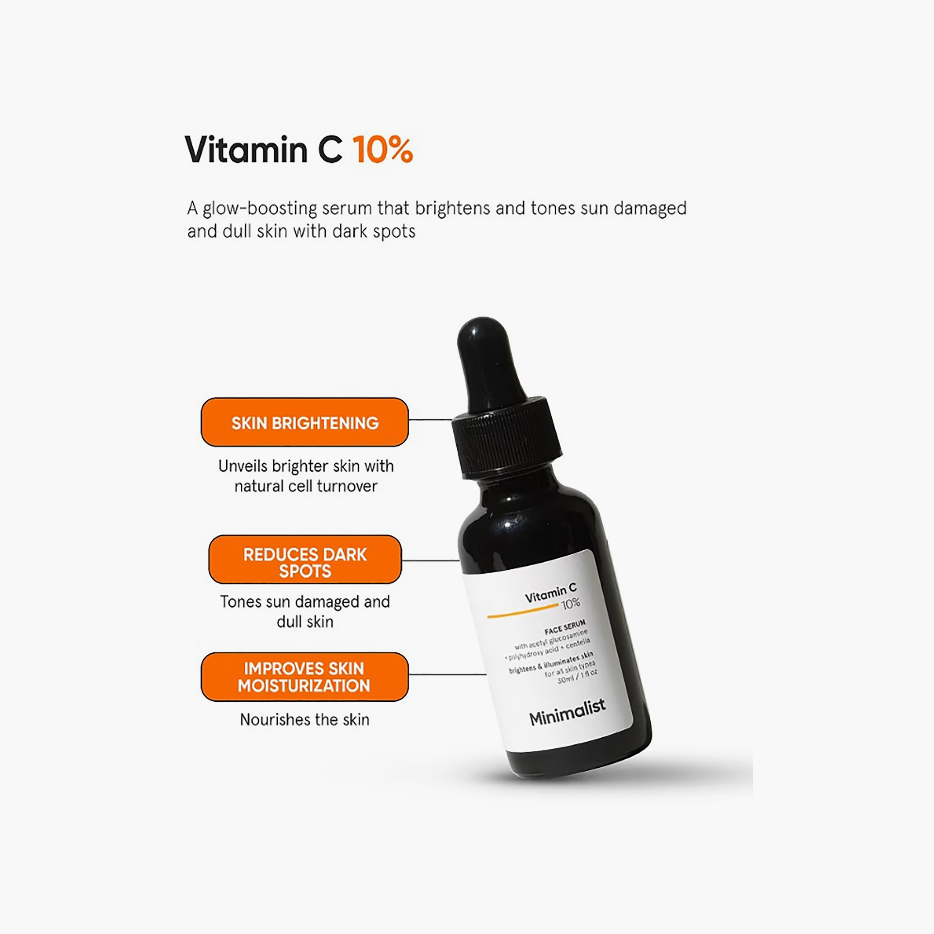 Minimalist Vitamin C + Glucosamine + PHA 10% Face Serum 30 ml-beautyandpersonalcare-skin-treatmentsandserums-image-2