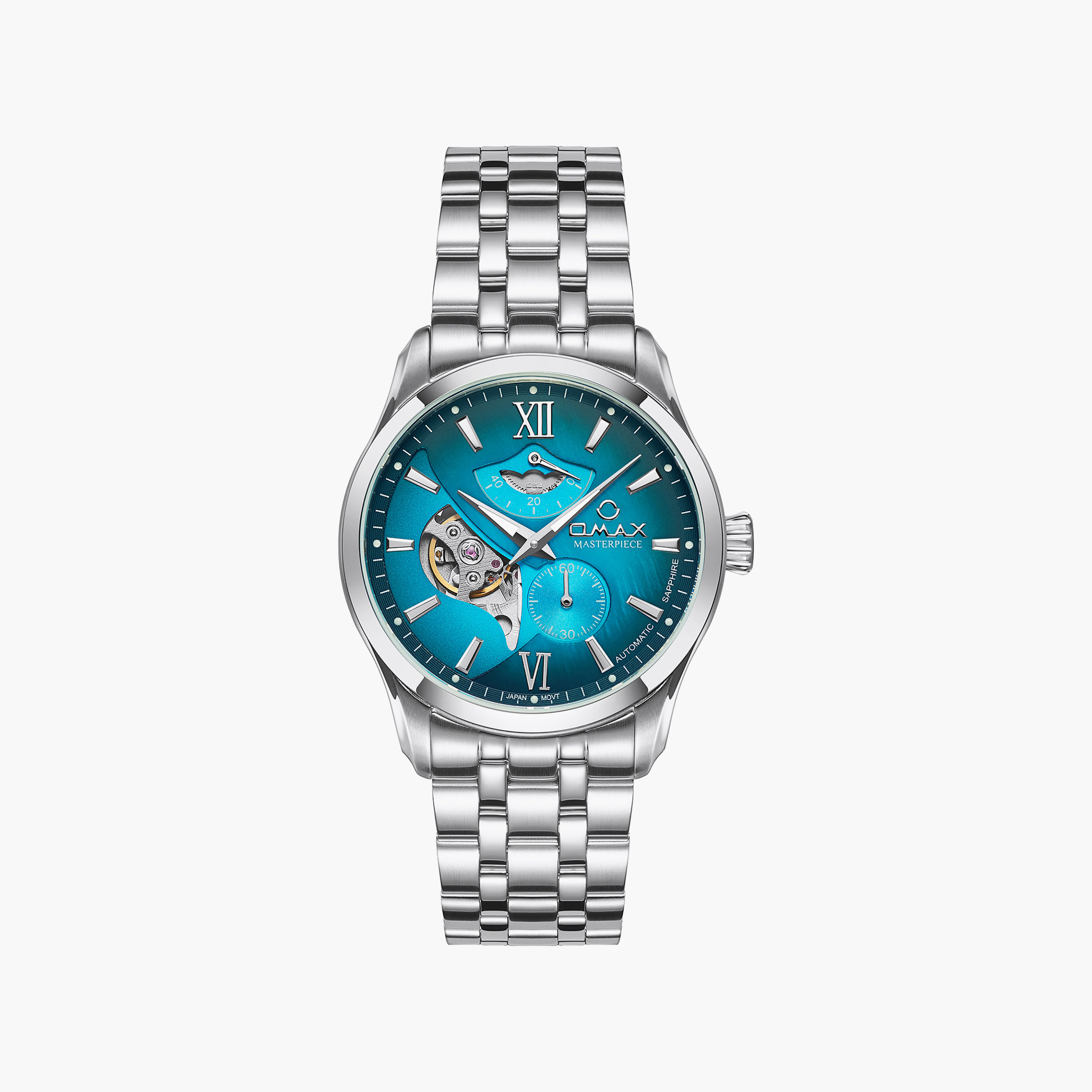 OMAX Men's Automatic Round 40 MM Butterfly Buckle Watch | OAOR006P06I-men-watchesandjewellery-watches-image-1