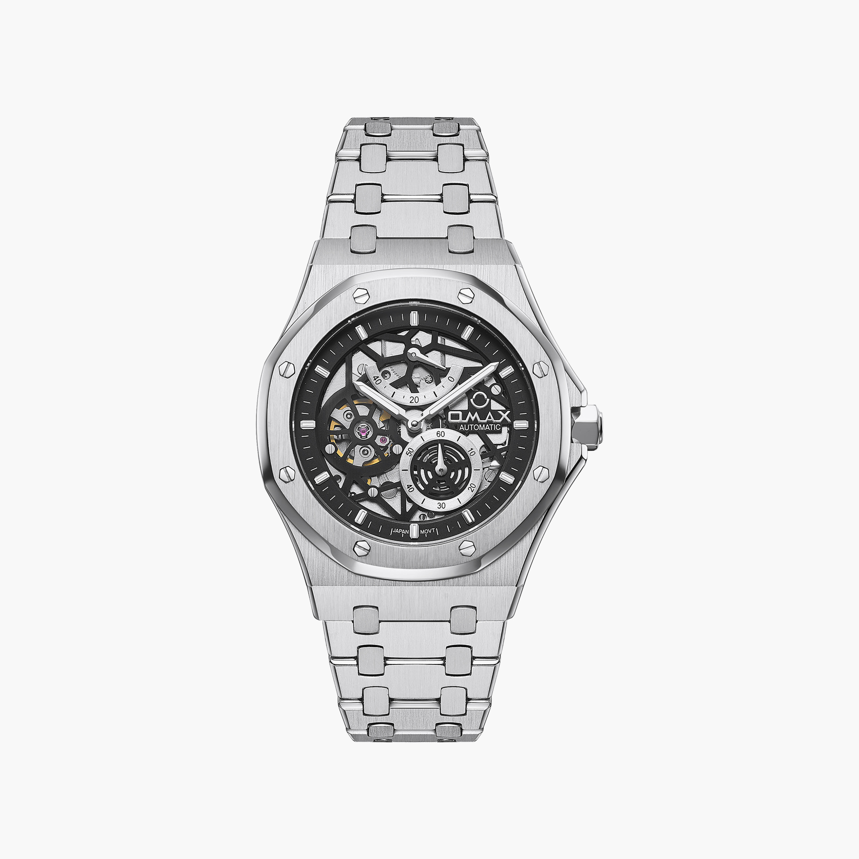 OMAX Men's Automatic Round 40 MM Butterfly Buckle Watch | OAOR028P26I-men-watchesandjewellery-watches-image-1
