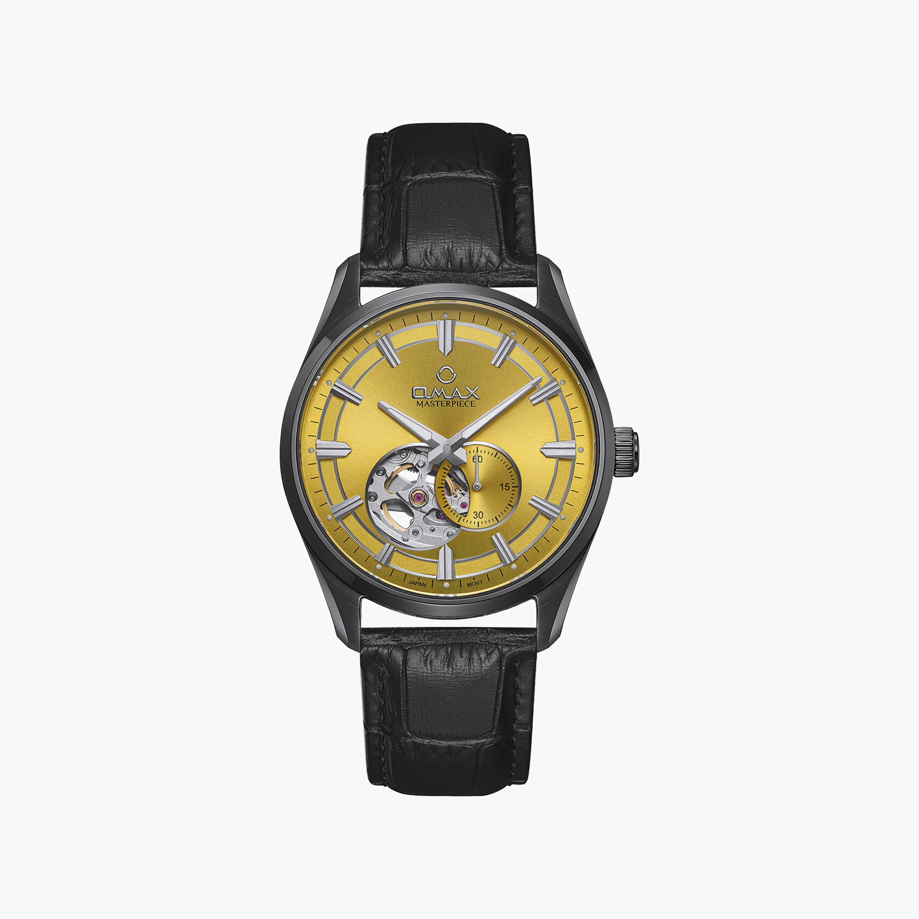 OMAX Men's Automatic Round 40 MM Butterfly Buckle Watch | OAOR035BM12I-men-watchesandjewellery-watches-image-1