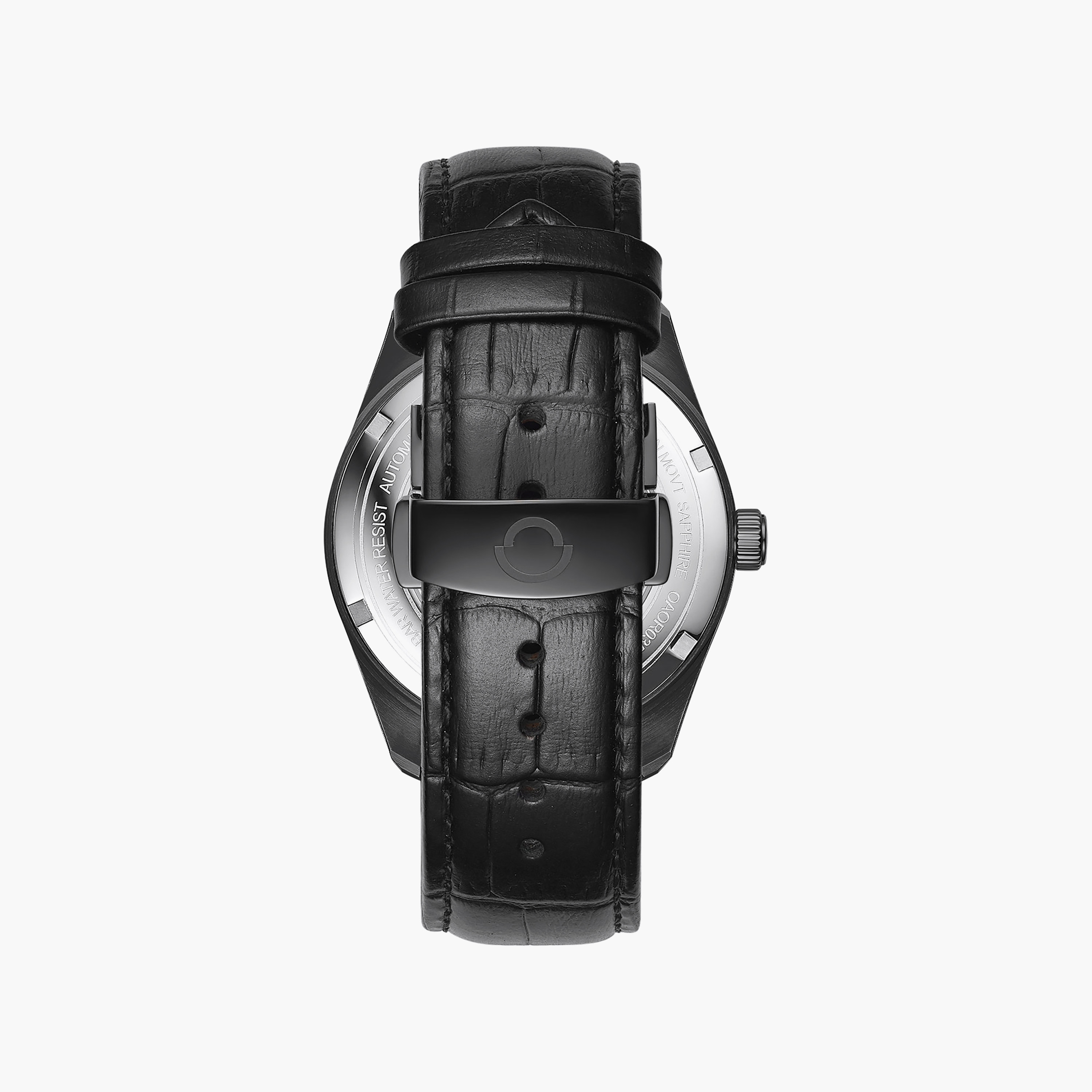 OMAX Men's Automatic Round 40 MM Butterfly Buckle Watch | OAOR035BM12I-men-watchesandjewellery-watches-image-3