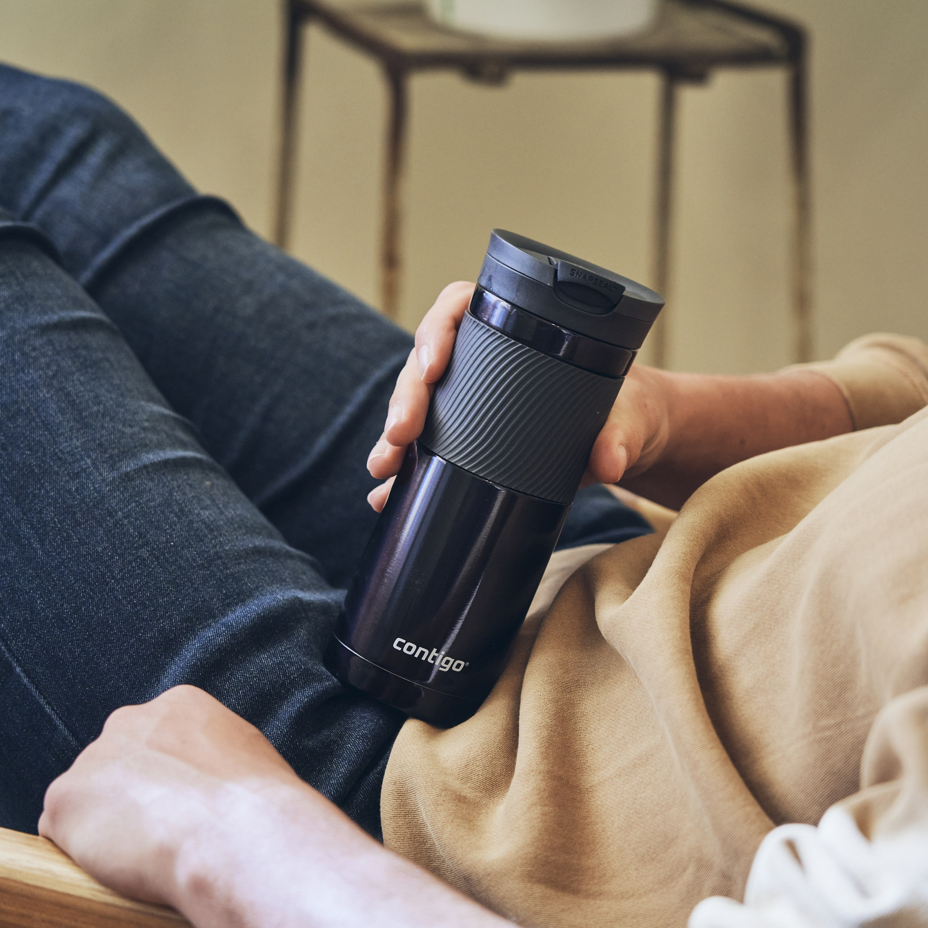 Contigo Plain Stainless Steel Travel Mug with Snap Spout and Leak Resistant Design - 590 ml-school-waterbottles-image-5
