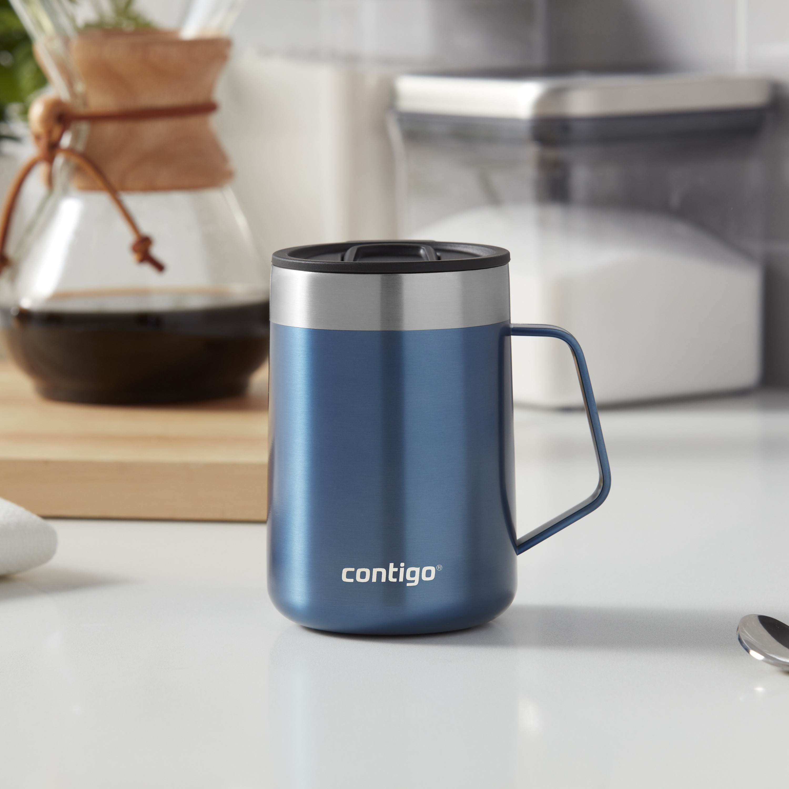 Contigo Plain Stainless Steel Water Bottle with Slide Spout and Leak Resistant Design - 420 ml-school-waterbottles-image-4