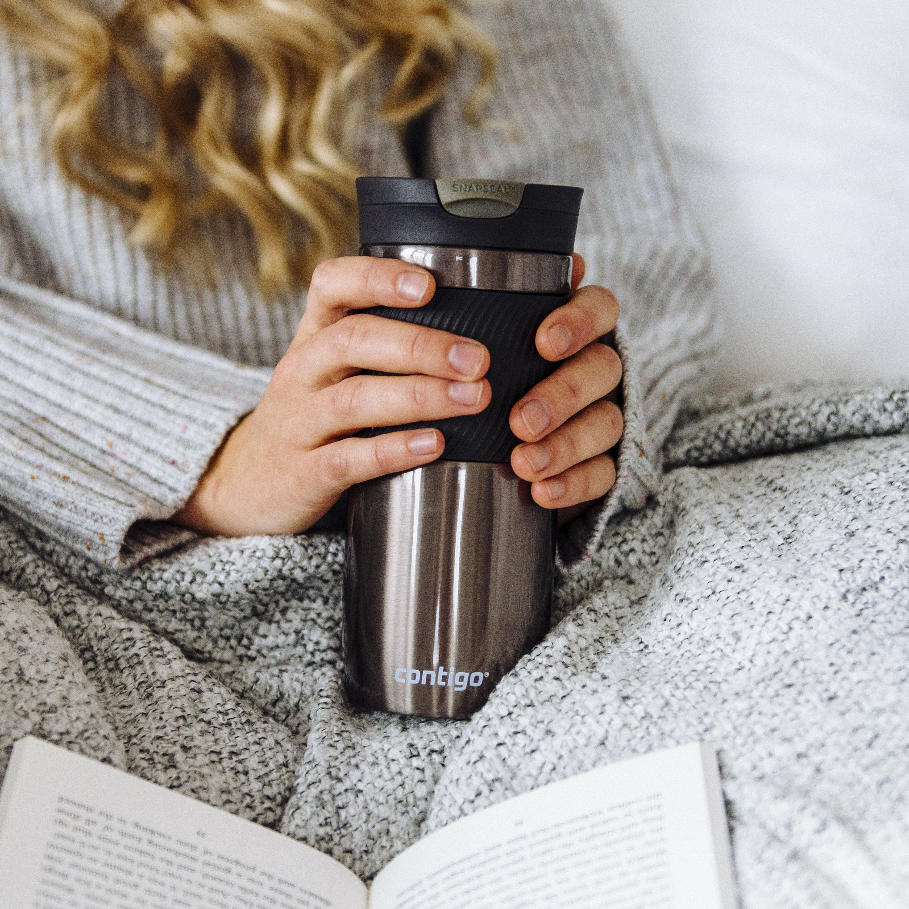 Contigo Plain Stainless Steel Travel Mug with Snap Spout and Leak Resistant Design - 470 ml-school-waterbottles-image-3