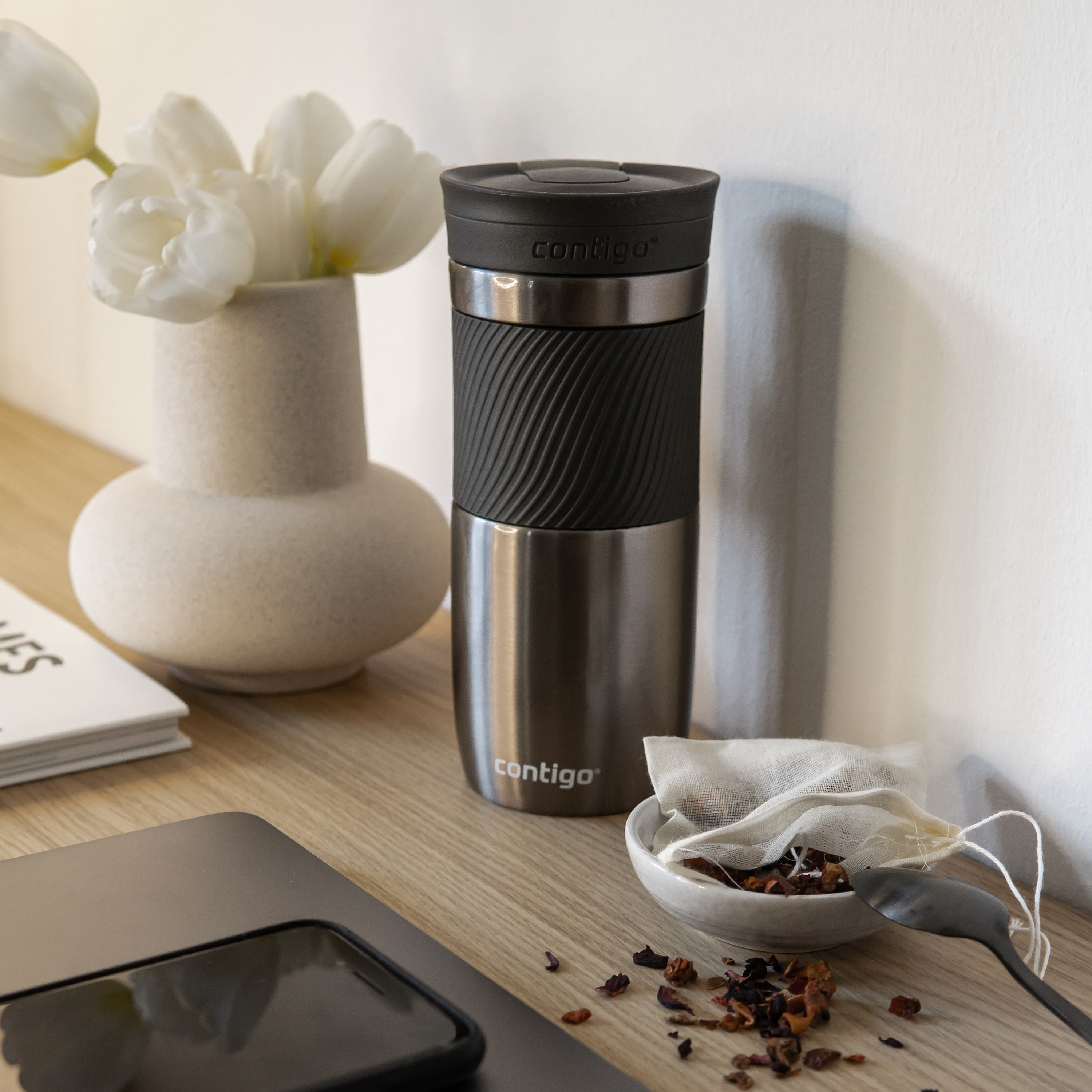Contigo Plain Stainless Steel Travel Mug with Snap Spout and Leak Resistant Design - 470 ml-school-waterbottles-image-4