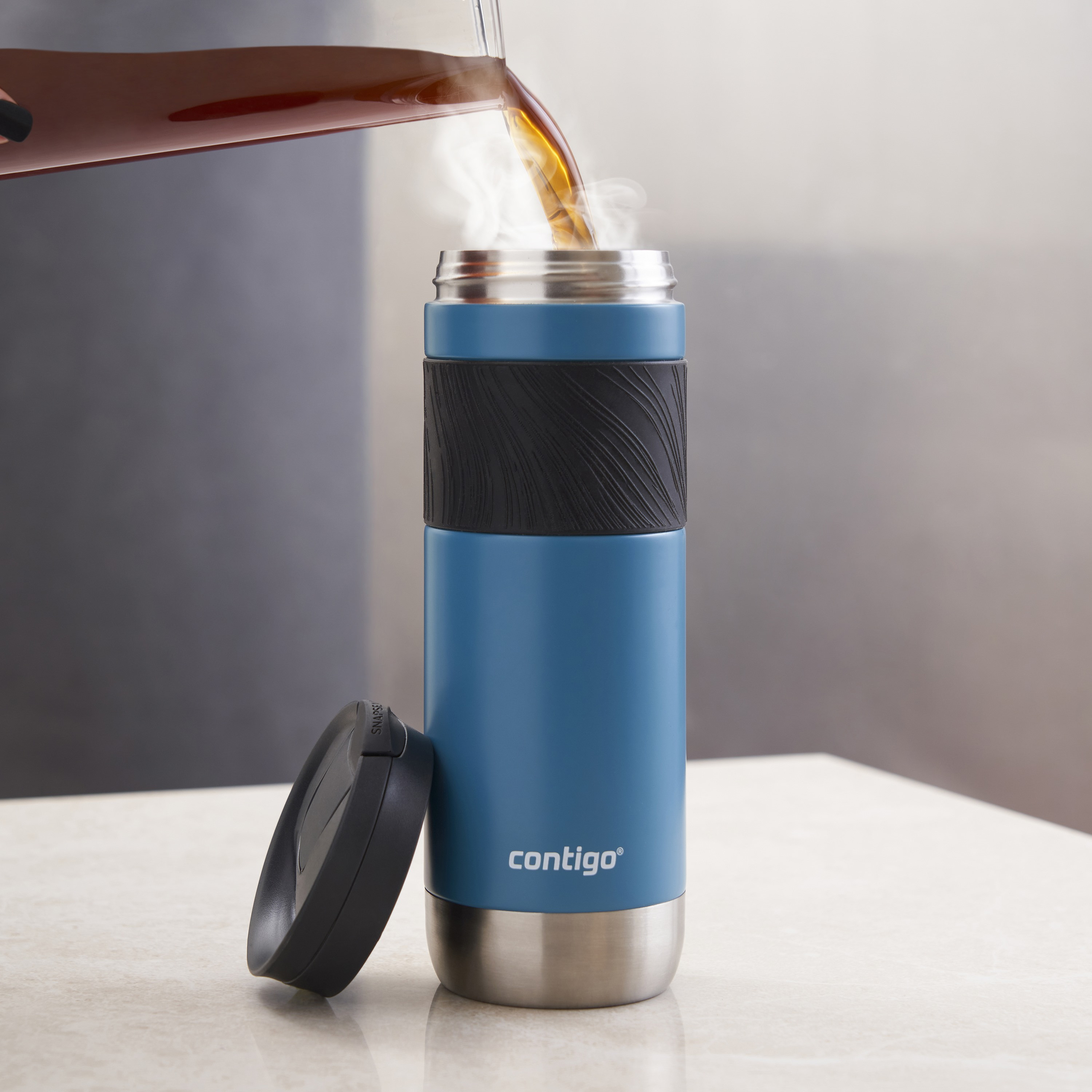 Contigo Plain Stainless Steel Travel Mug with Snap Spout and Leak Resistant Design - 590 ml-school-waterbottles-image-3