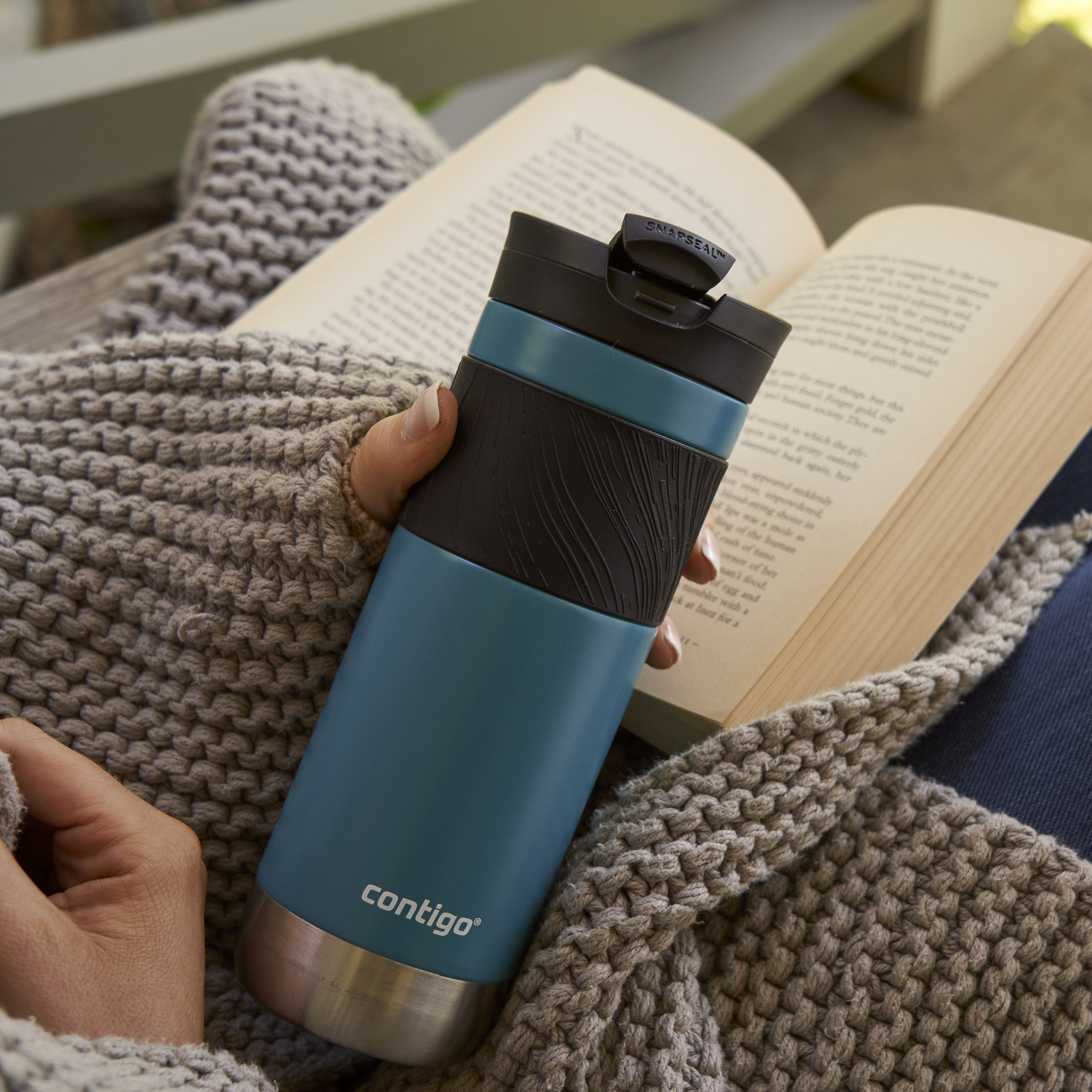 Contigo Plain Stainless Steel Travel Mug with Snap Spout and Leak Resistant Design - 590 ml-school-waterbottles-image-9