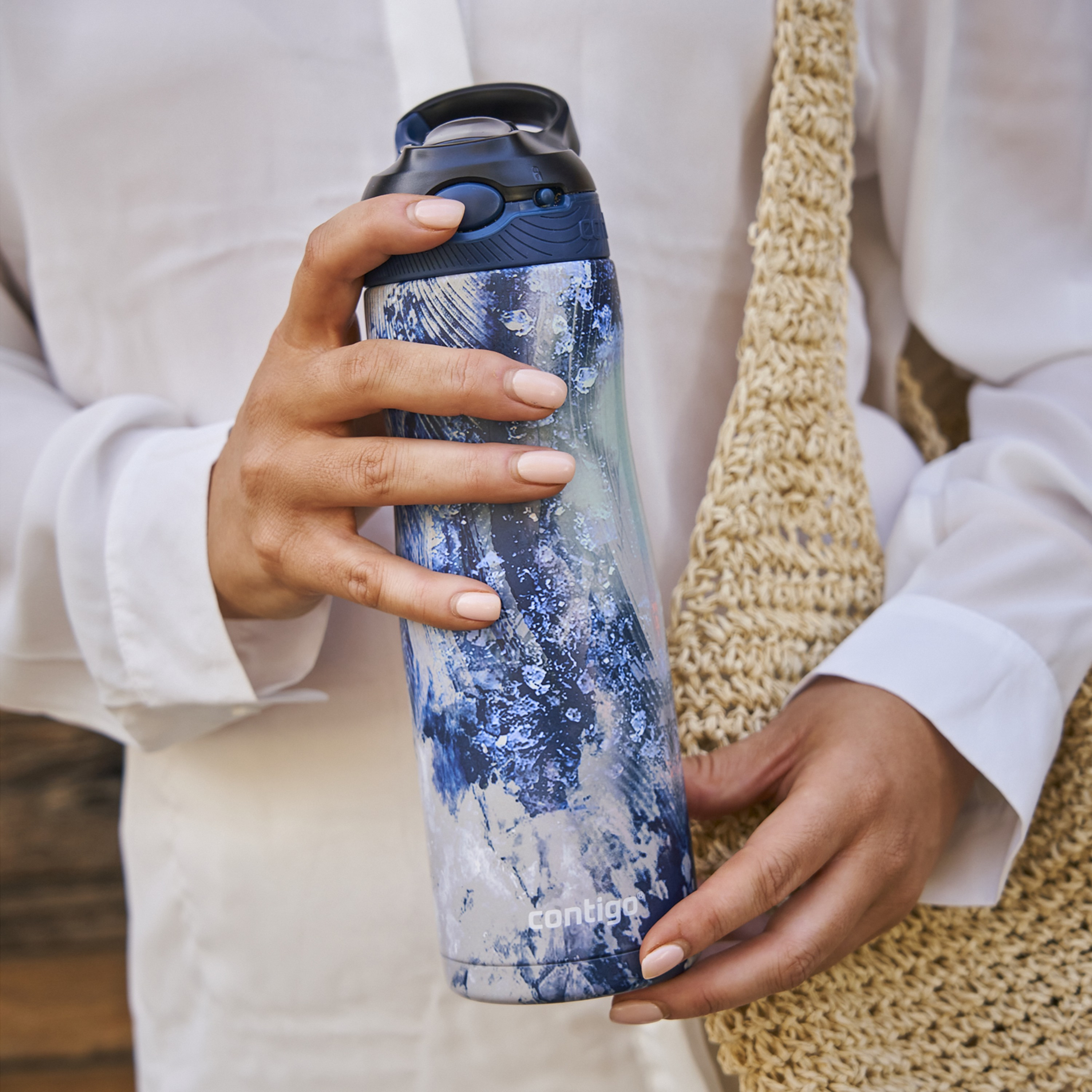 Contigo Abstract Stainless Steel Water Bottle with Sipper Spout and Leak Resistant Design - 590 ml-school-waterbottles-image-5