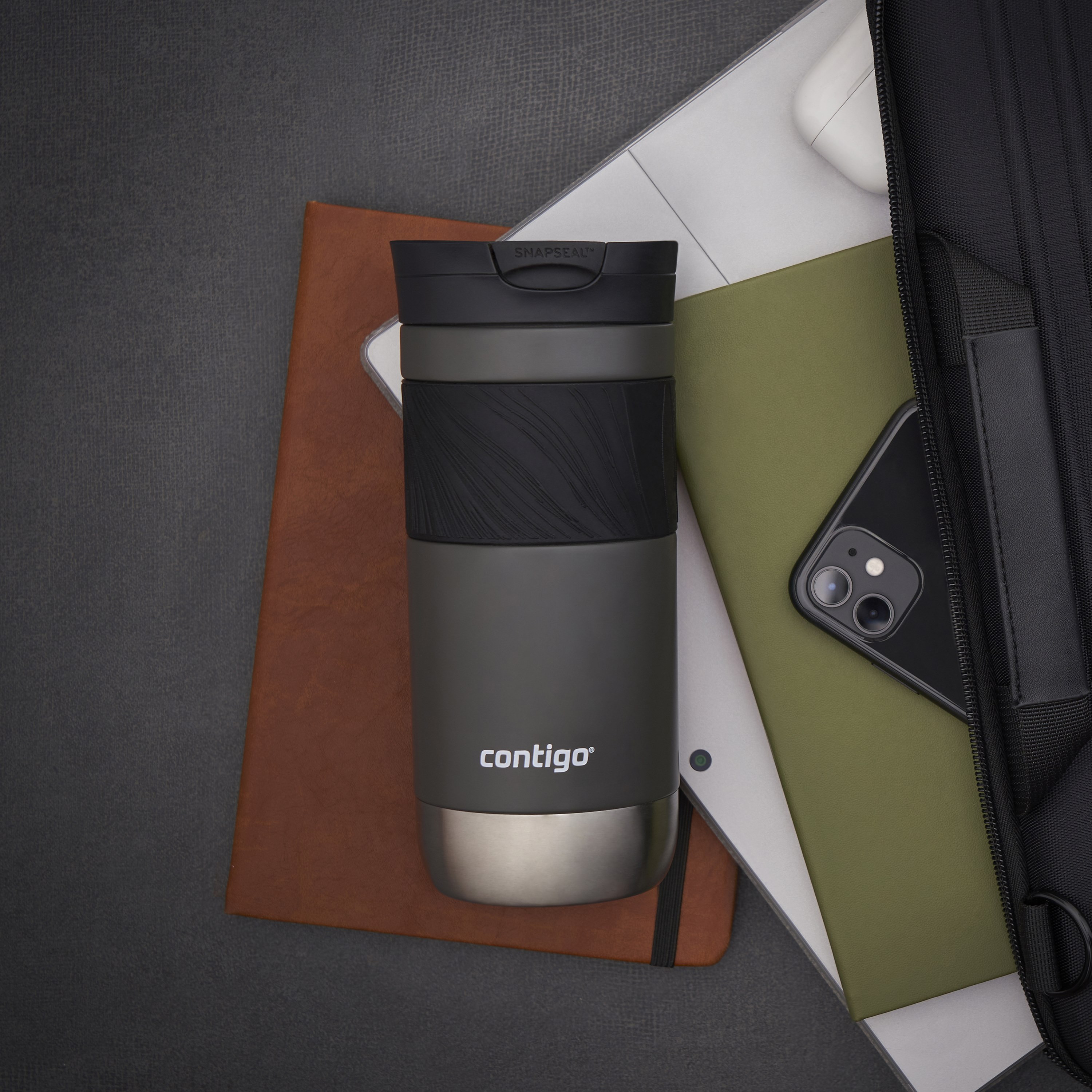 Contigo Plain Stainless Steel Travel Mug with Snap Spout and Leak Resistant Design - 470 ml-school-waterbottles-image-7
