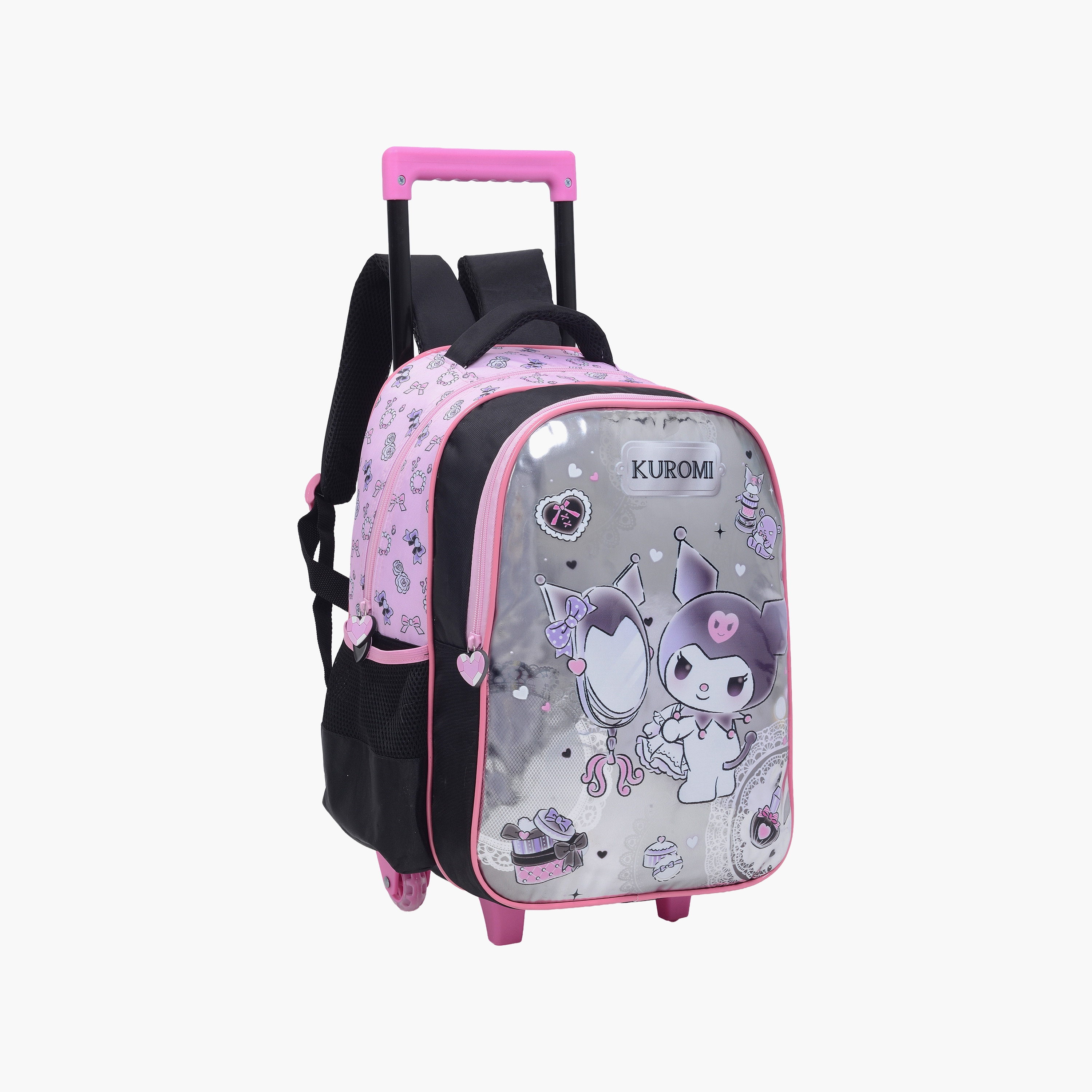 Kuromi Trolley Backpack for Girls 8-13 Yrs with Pencil Case - 16 Inch-school-bagsandbackpacks-trolleybags-image-2