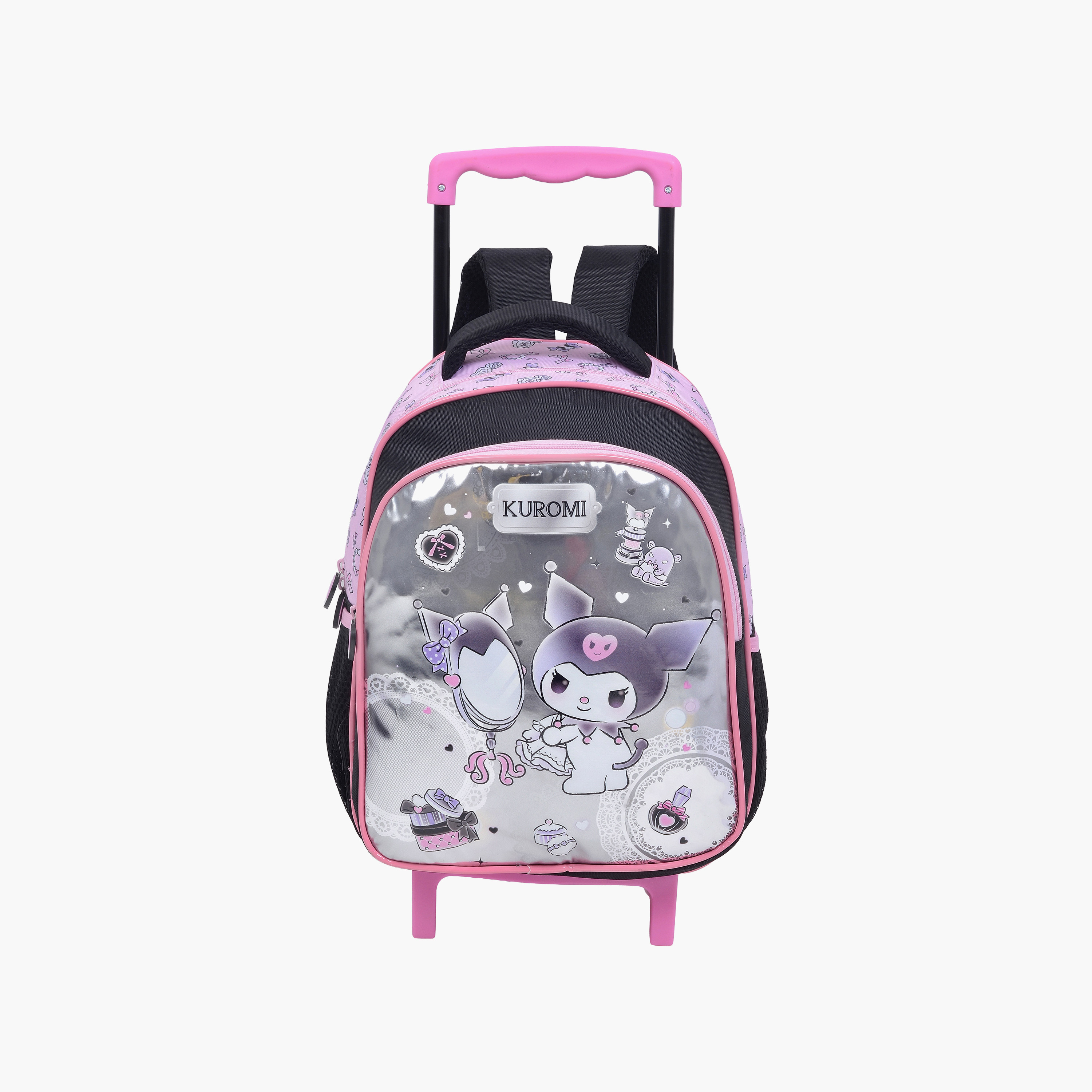 Kuromi Trolley Backpack for Girls 5-8 Yrs - 13.5 Inch-school-bagsandbackpacks-trolleybags-image-1