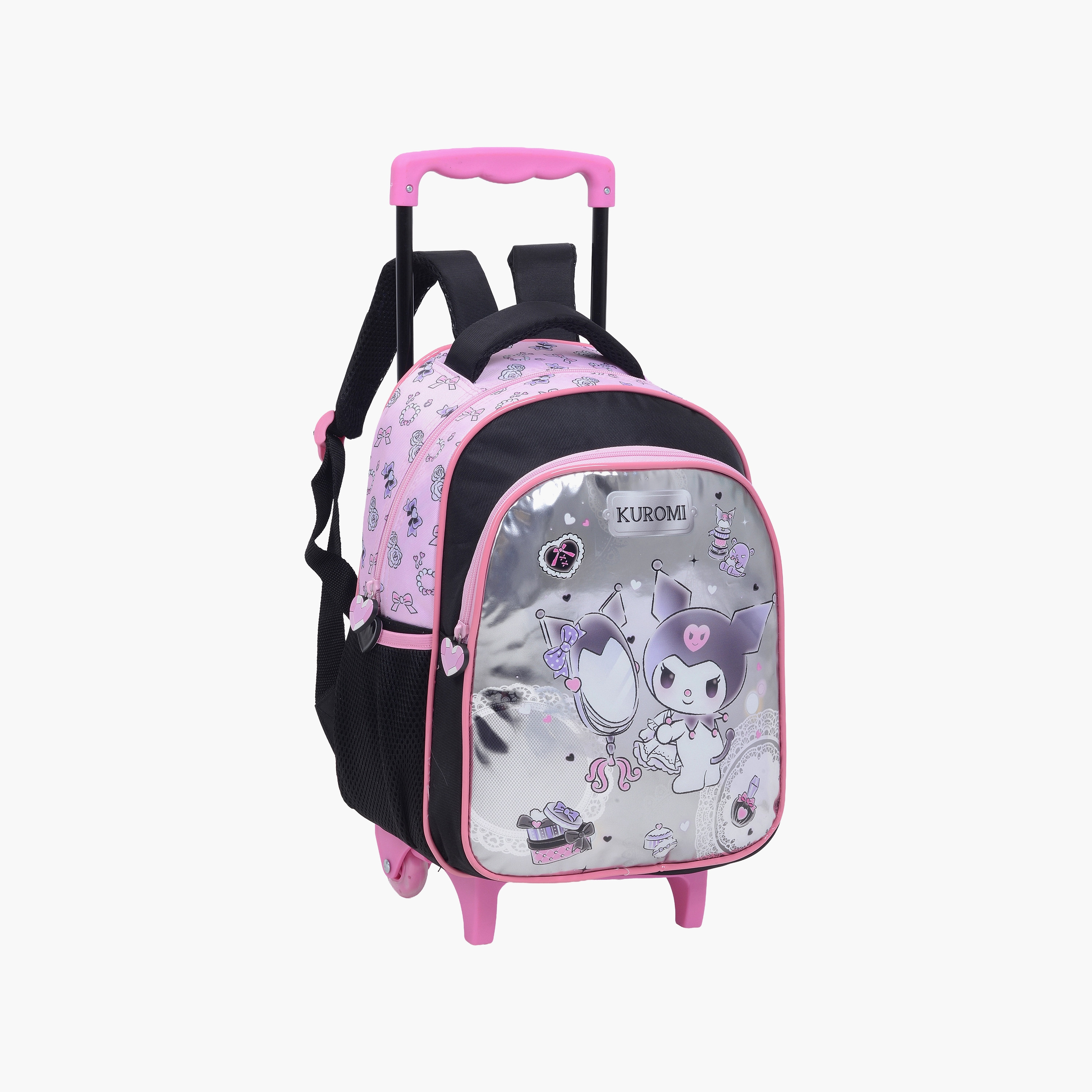 Kuromi Trolley Backpack for Girls 5-8 Yrs - 13.5 Inch-school-bagsandbackpacks-trolleybags-image-2