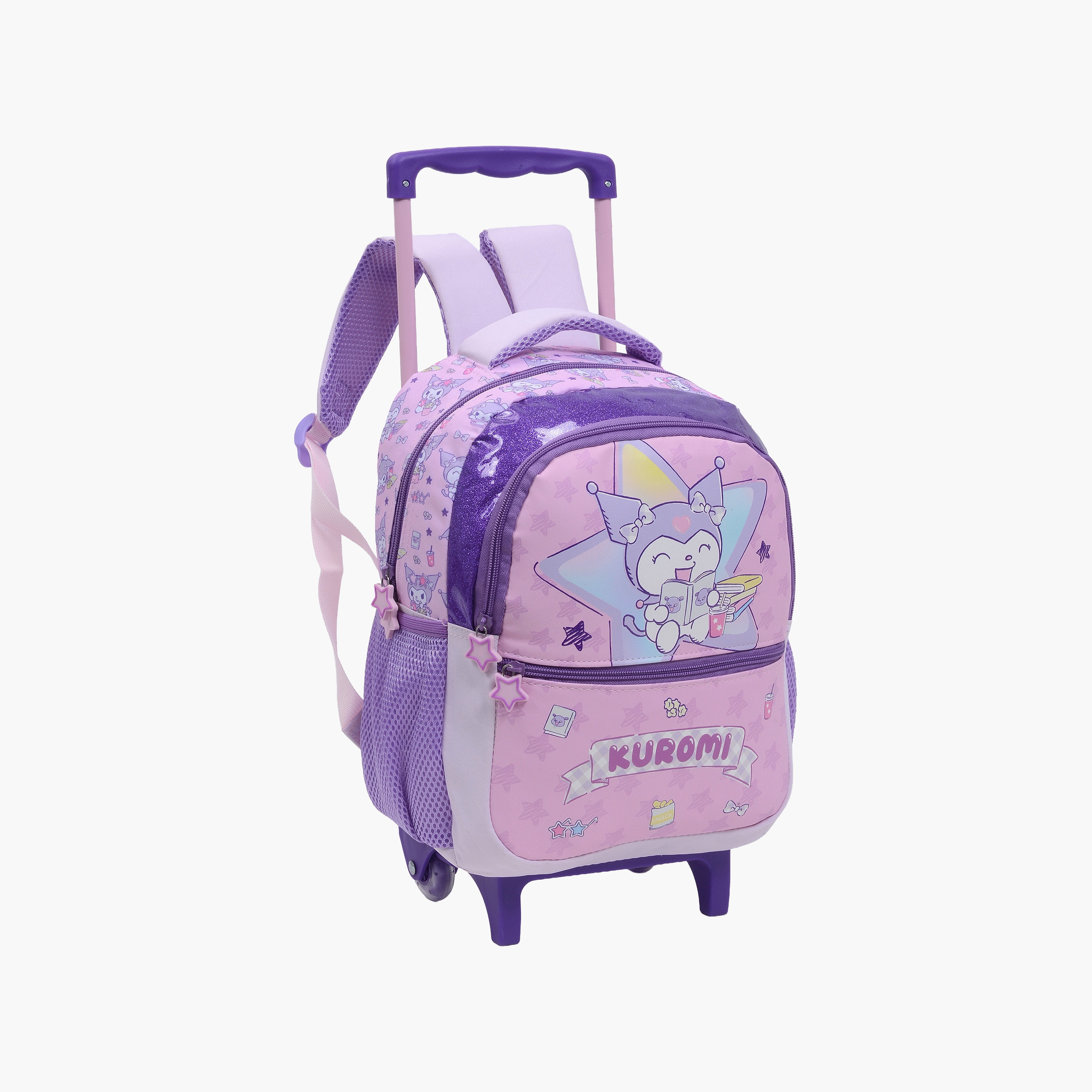 Kuromi Trolley Backpack for Girls 5-8 Yrs - 13.5 Inch-school-bagsandbackpacks-trolleybags-image-2