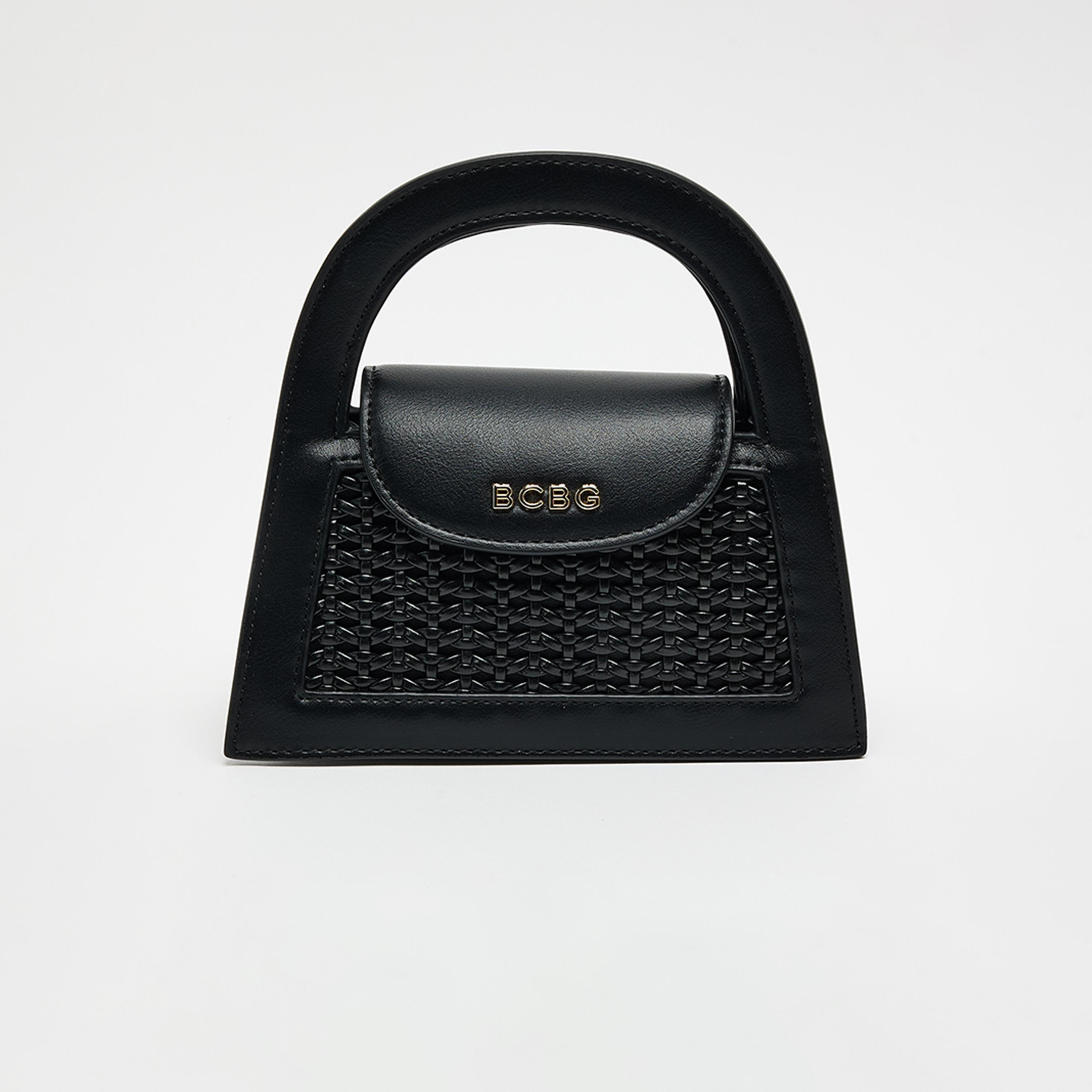 BCBG Textured Top Handle Mini Bag with Magnetic Closure and Adjustable Strap | 19 X 13 X 8 CM-women-bagsandwallets-handbags-image-1