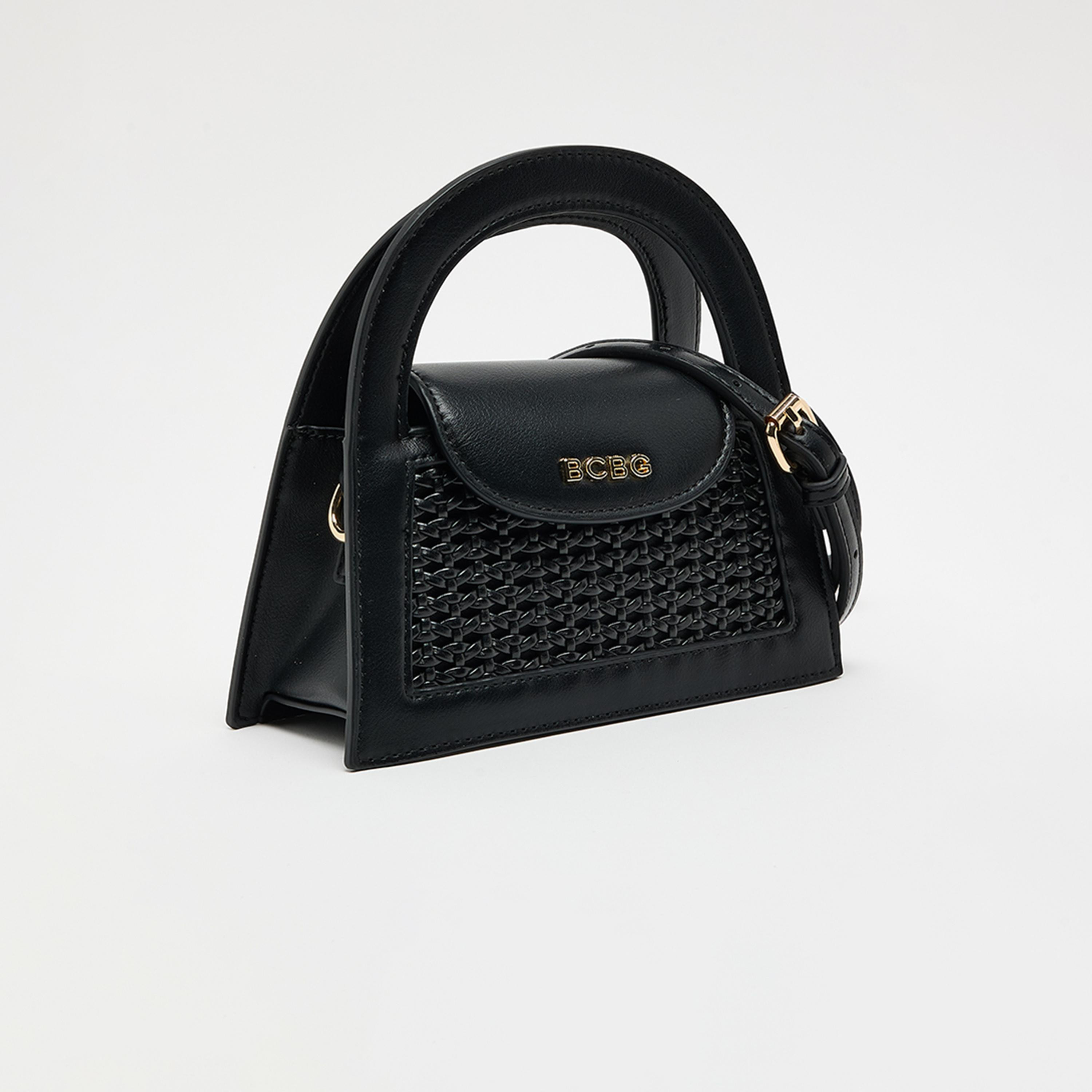 BCBG Textured Top Handle Mini Bag with Magnetic Closure and Adjustable Strap | 19 X 13 X 8 CM-women-bagsandwallets-handbags-image-3