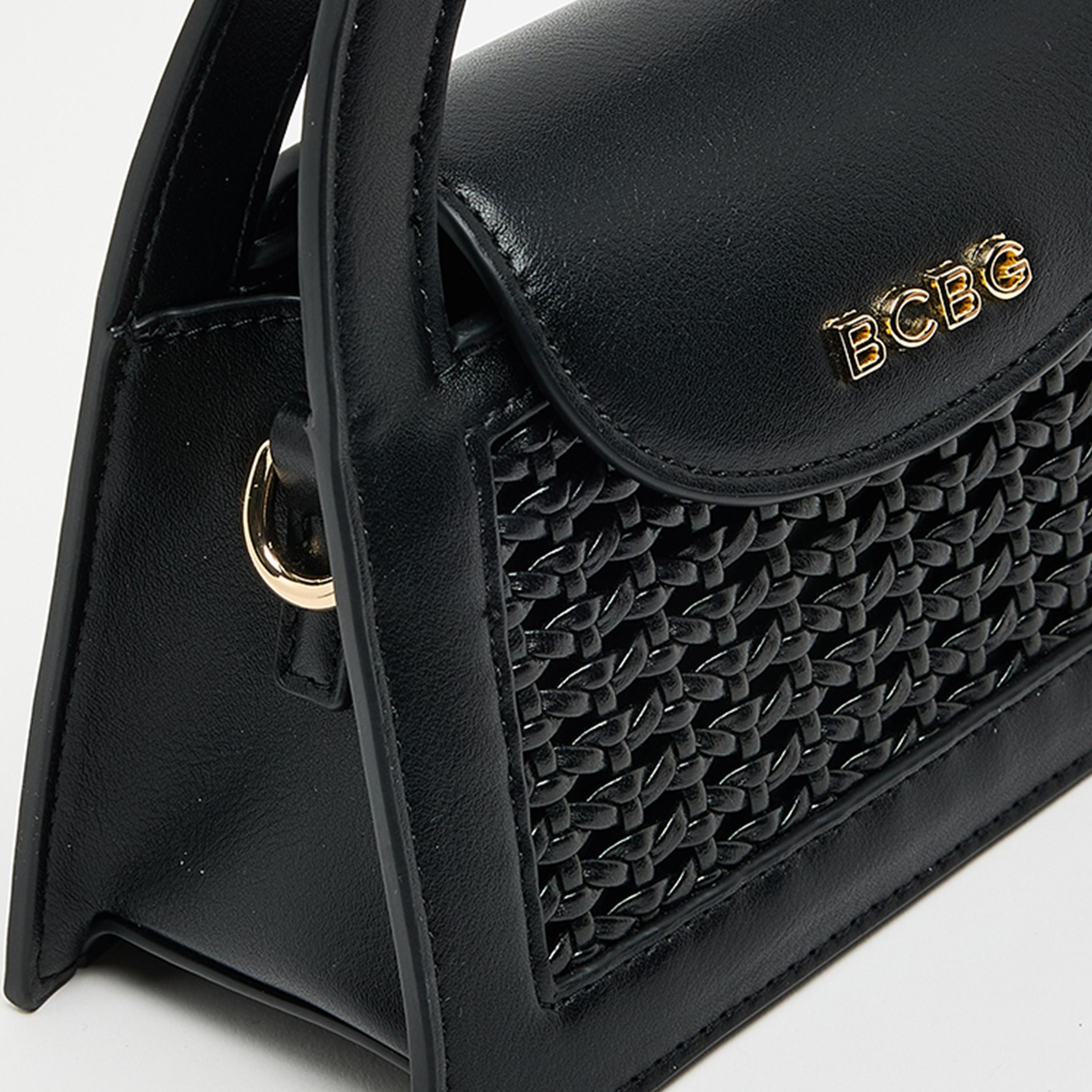 BCBG Textured Top Handle Mini Bag with Magnetic Closure and Adjustable Strap | 19 X 13 X 8 CM-women-bagsandwallets-handbags-image-4