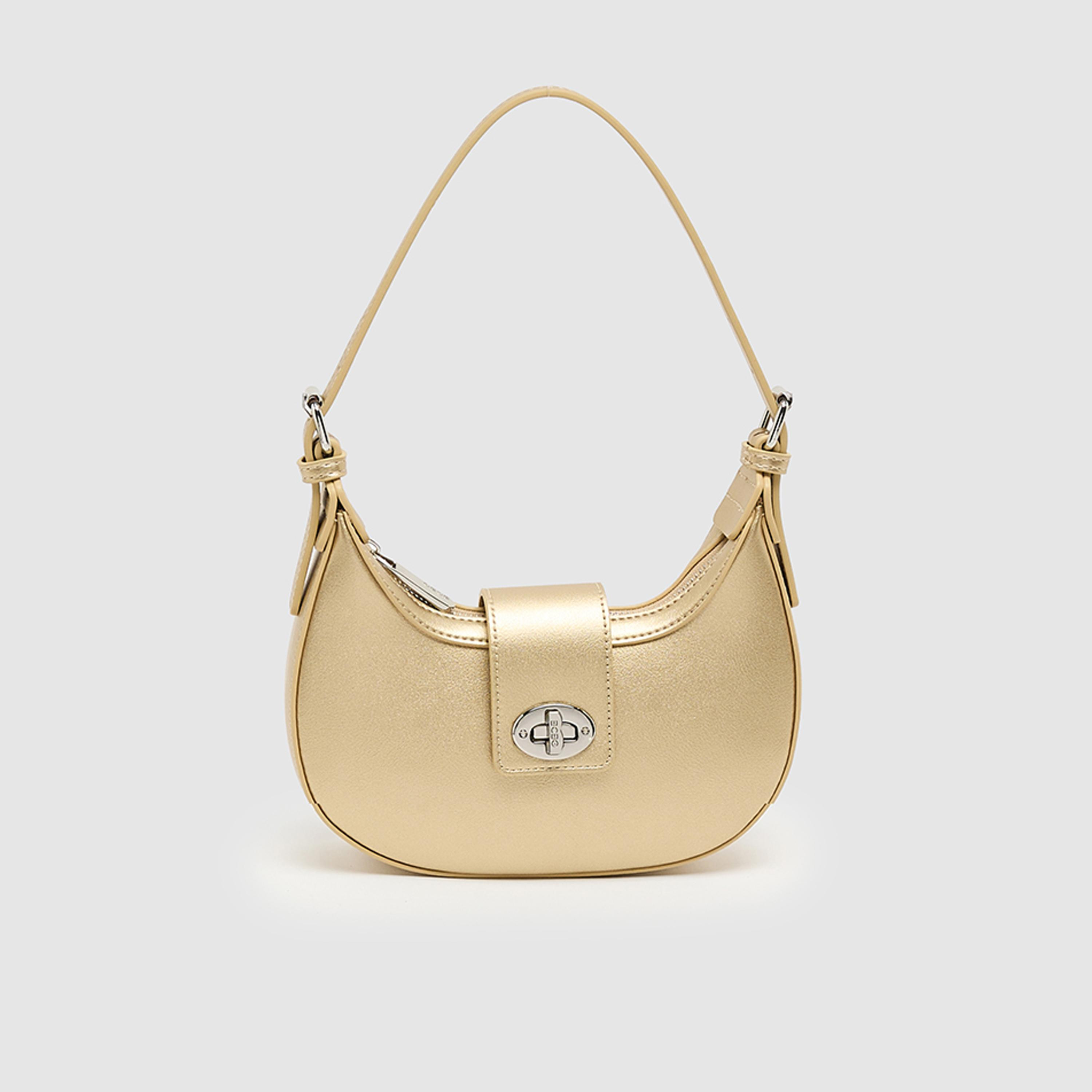 BCBG Plain Top Handle Shoulder Bag with Twist Lock Closure and Adjustable Strap | 22 X 18 X 6 CM-women-bagsandwallets-handbags-image-1