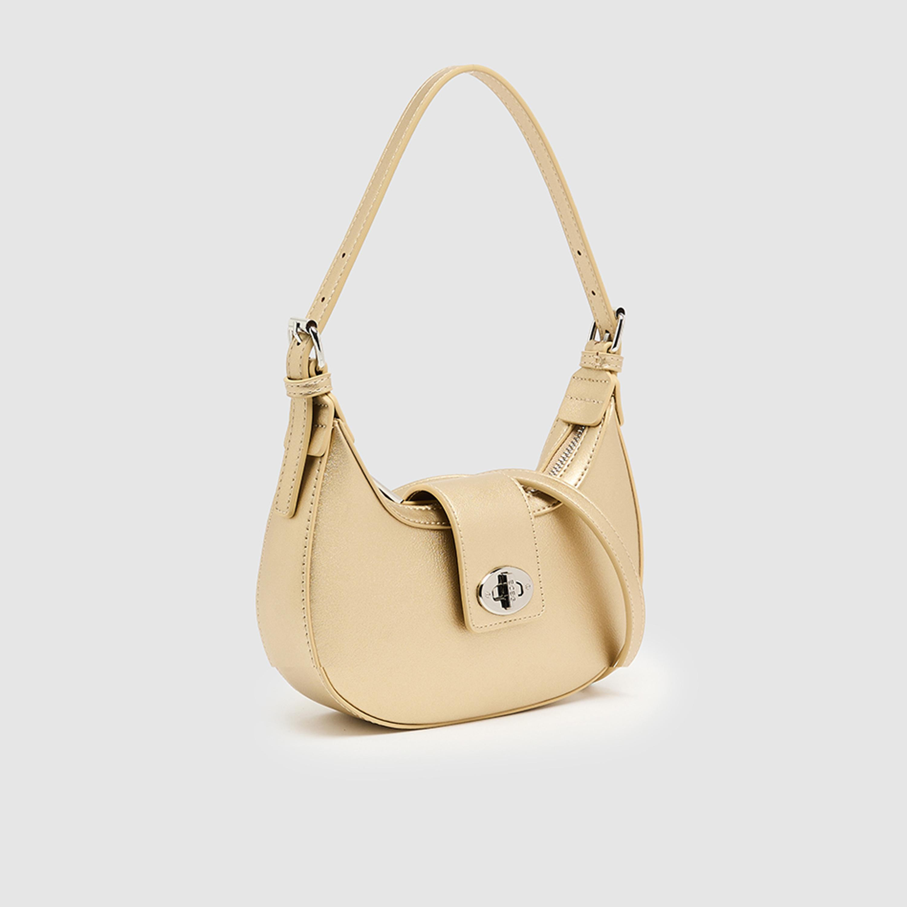 BCBG Plain Top Handle Shoulder Bag with Twist Lock Closure and Adjustable Strap | 22 X 18 X 6 CM-women-bagsandwallets-handbags-image-3