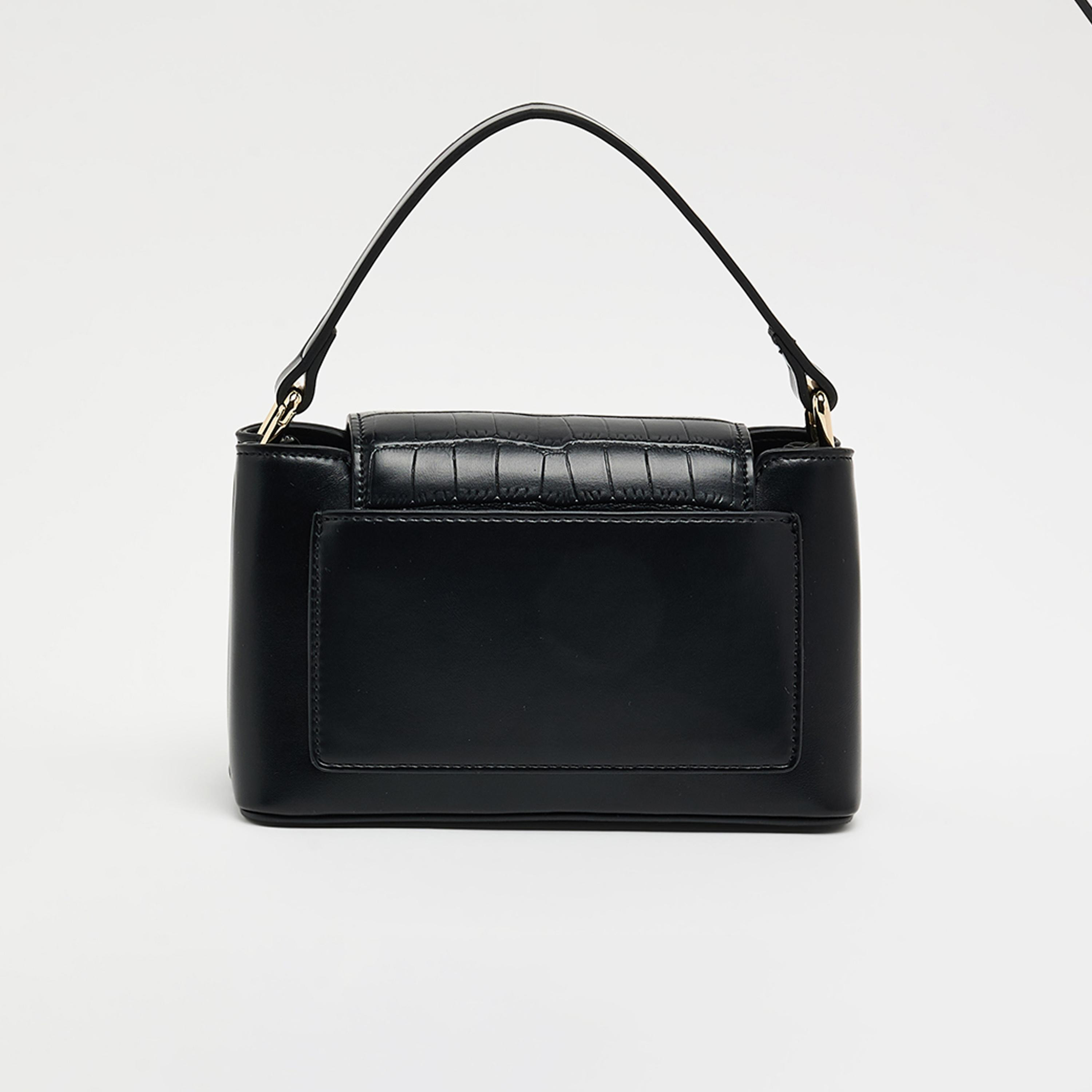 BCBG Textured Top Handle Shoulder Bag with Twist Lock Closure and Adjustable Strap | 23 X 13 X 9 CM-women-bagsandwallets-handbags-image-2