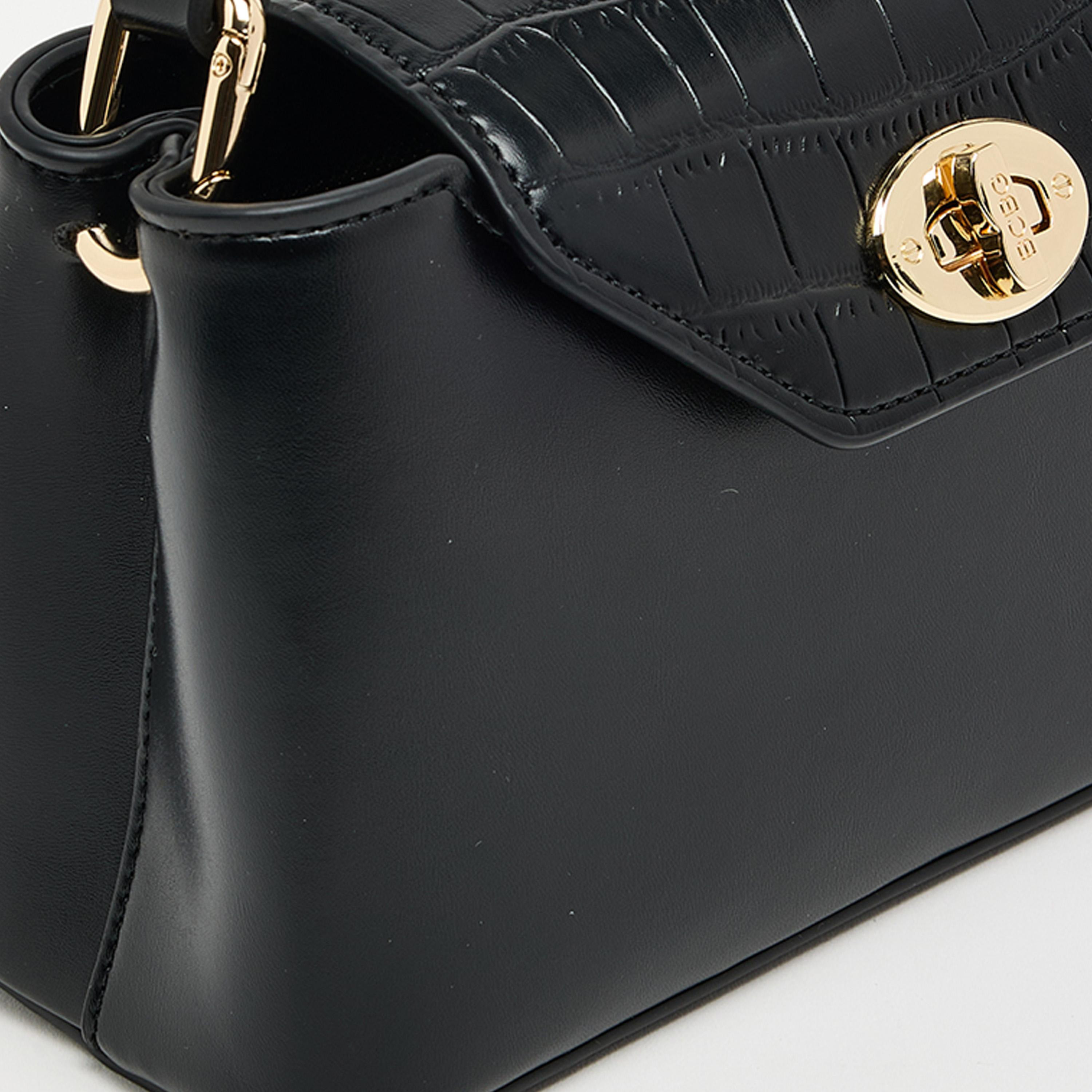 BCBG Textured Top Handle Shoulder Bag with Twist Lock Closure and Adjustable Strap | 23 X 13 X 9 CM-women-bagsandwallets-handbags-image-4