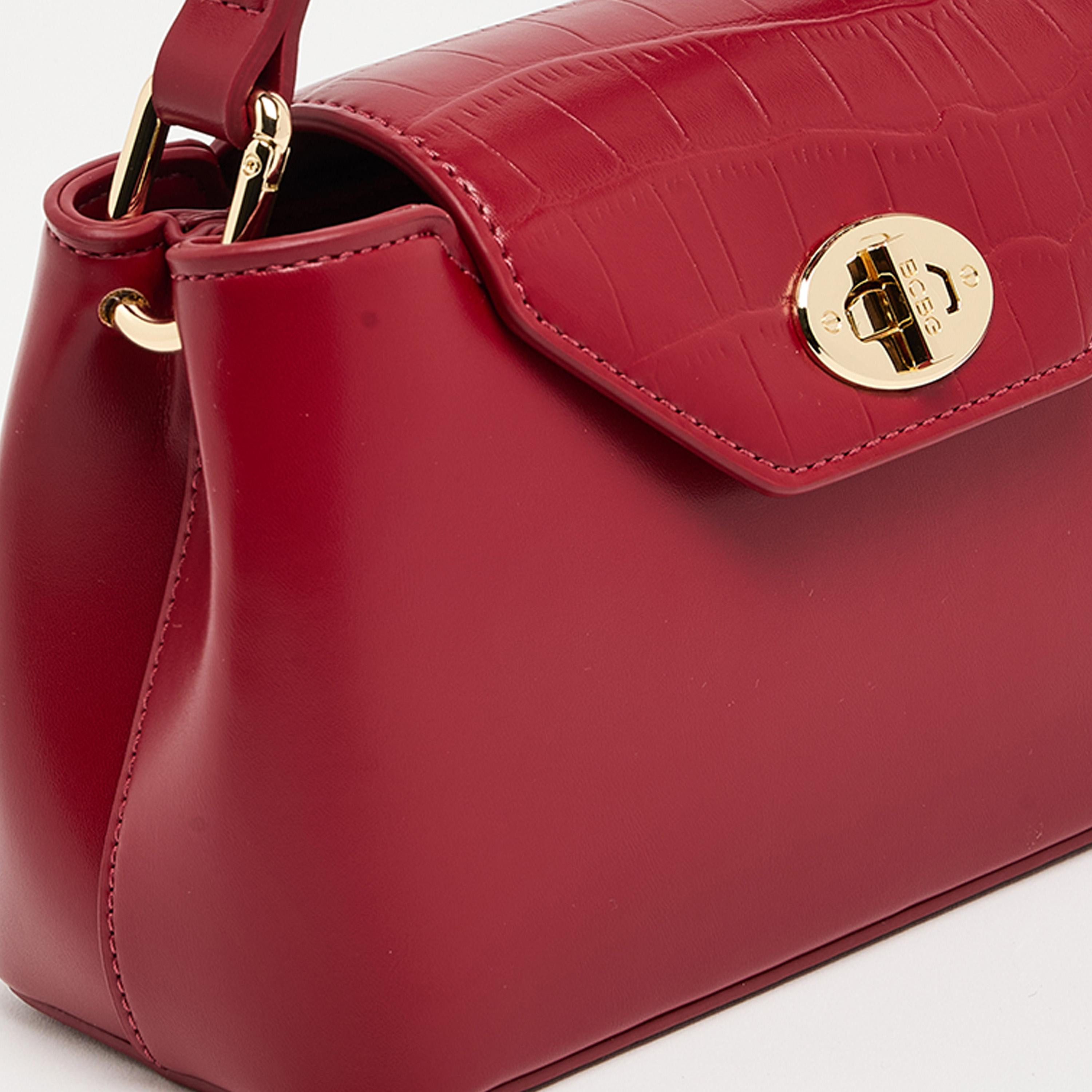 BCBG Textured Top Handle Shoulder Bag with Twist Lock Closure and Adjustable Strap | 23 X 13 X 9 CM-women-bagsandwallets-handbags-image-4