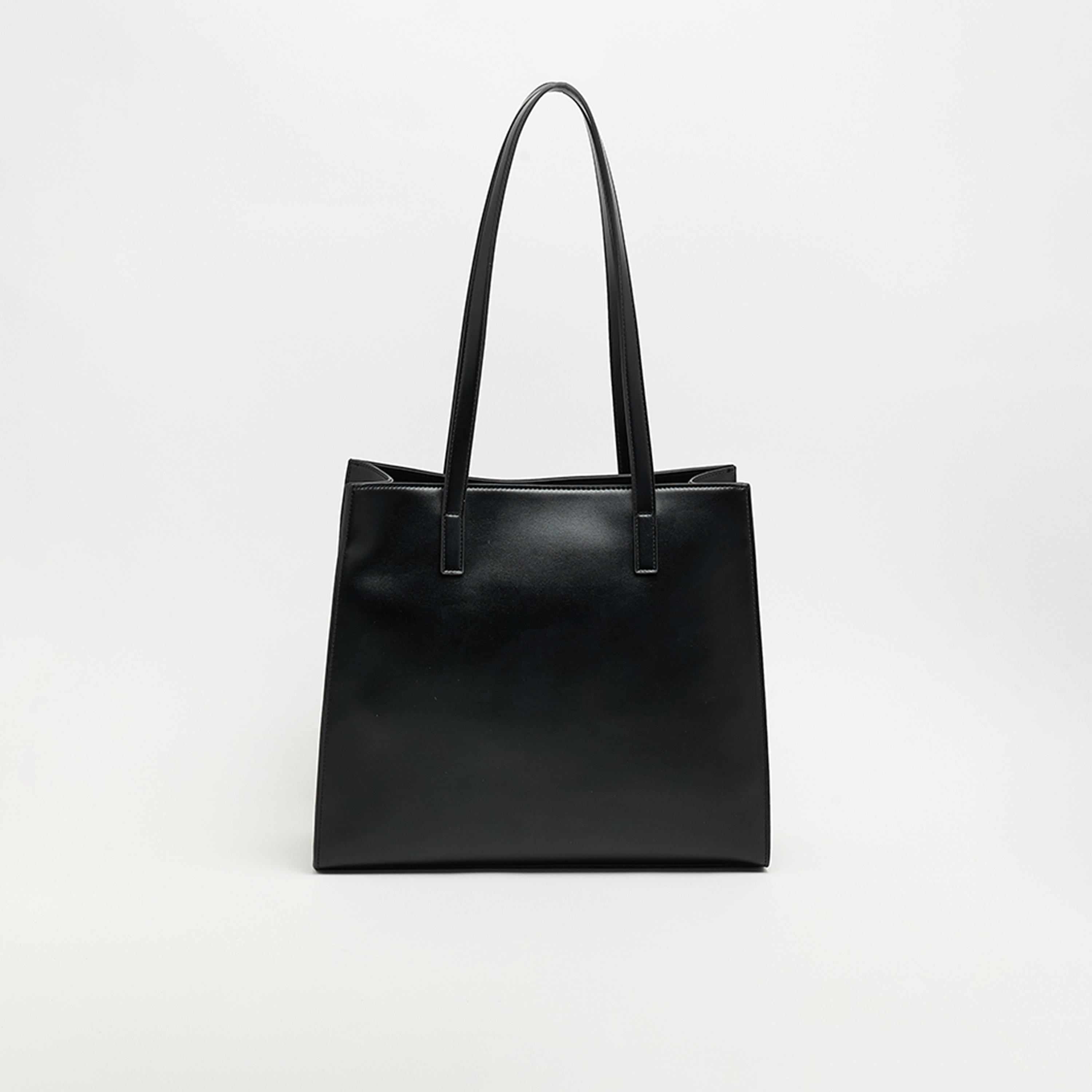 BCBG Plain Top Handle Shoulder Bag with Zipper Closure | 35 X 30 X 13 CM-women-bagsandwallets-handbags-image-3
