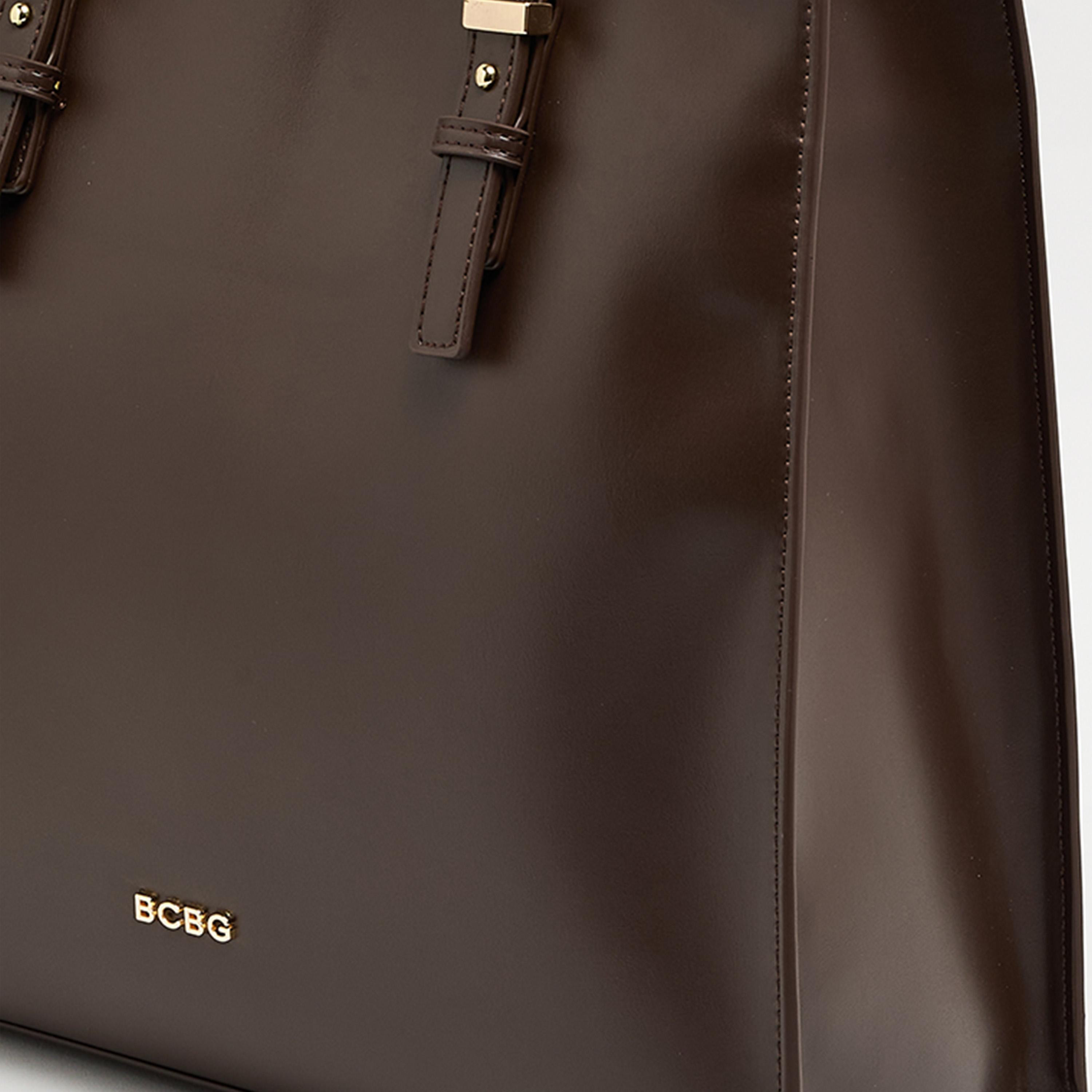 BCBG Plain Top Handle Shoulder Bag with Zipper Closure | 35 X 30 X 13 CM-women-bagsandwallets-handbags-image-4
