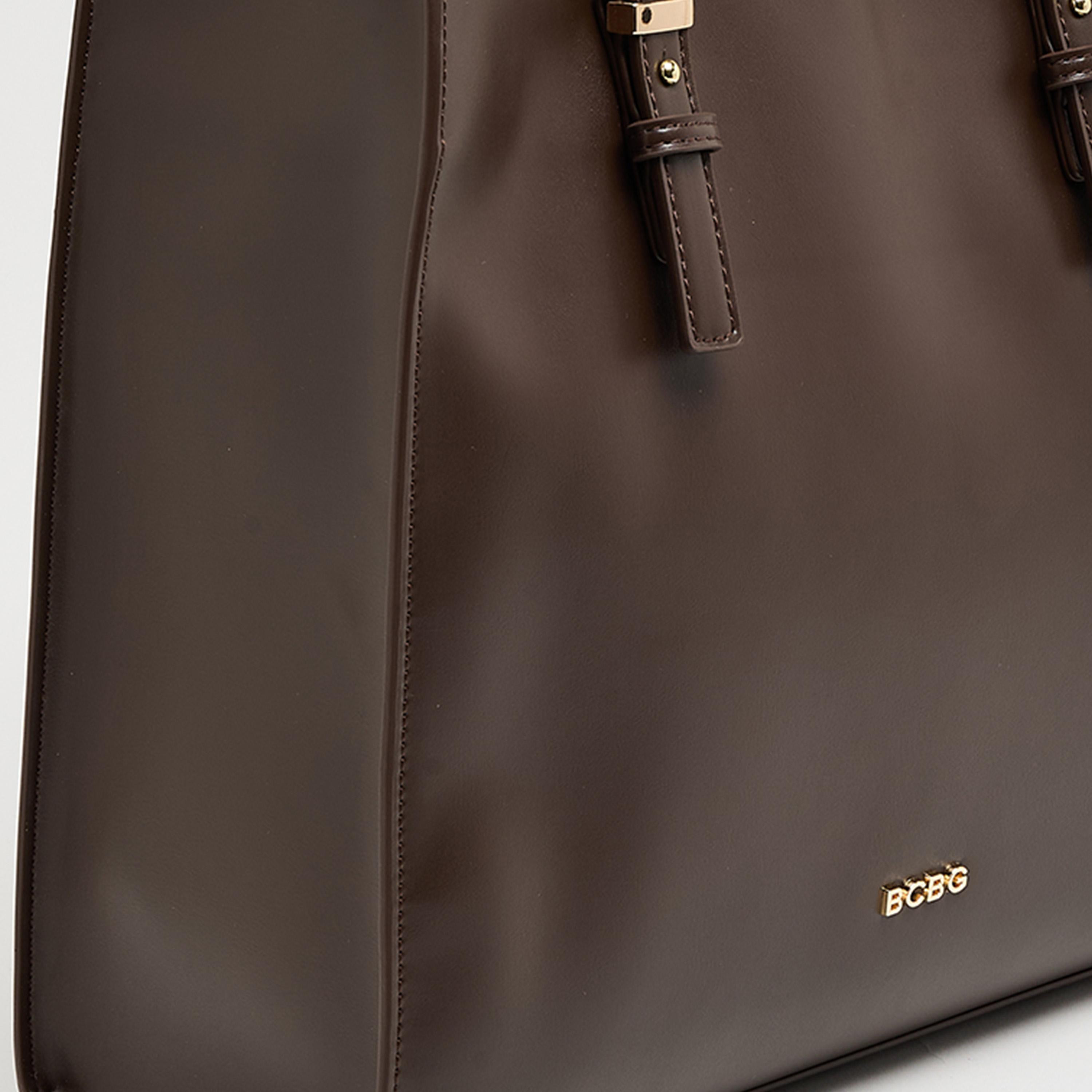 BCBG Plain Top Handle Shoulder Bag with Zipper Closure | 35 X 30 X 13 CM-women-bagsandwallets-handbags-image-7