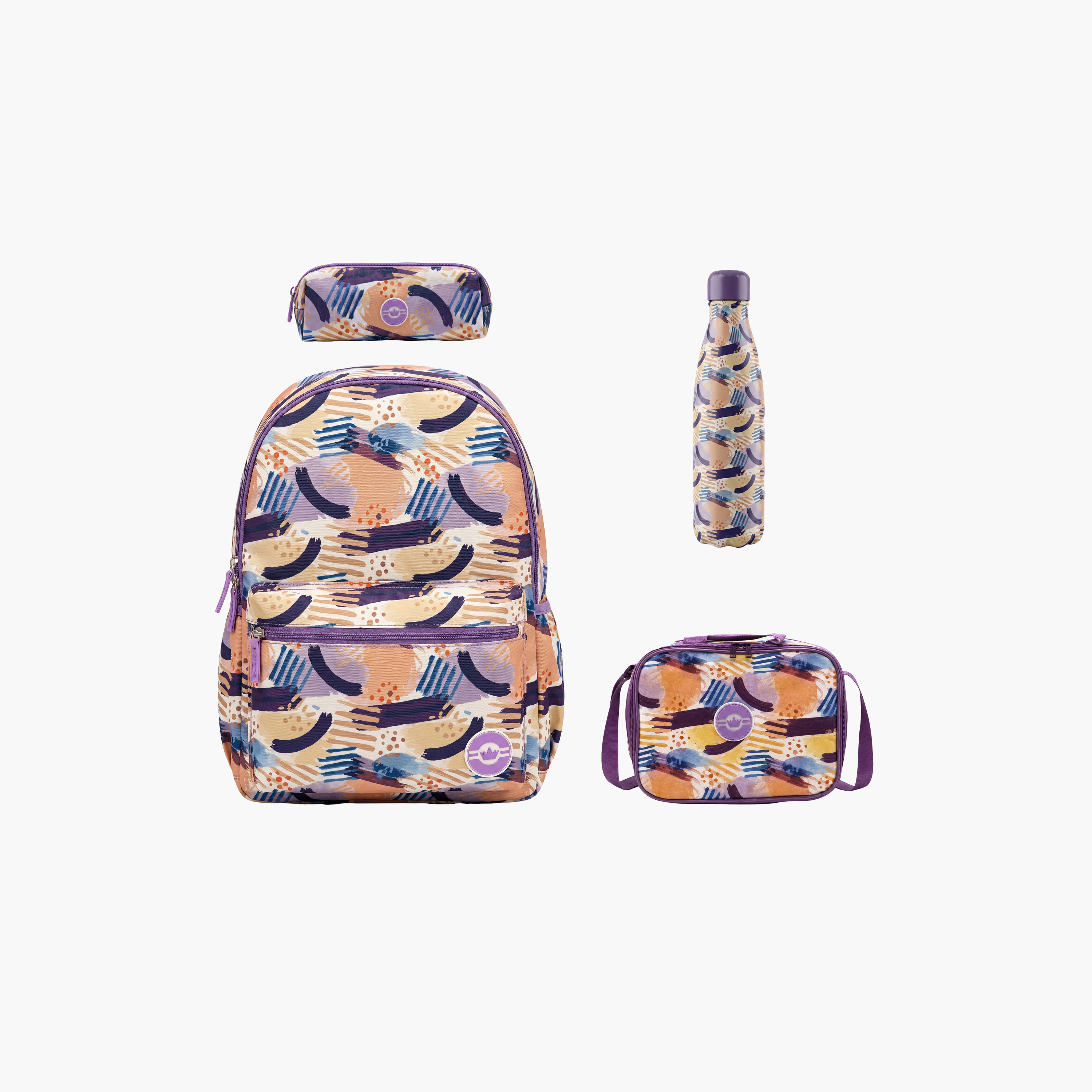 طقم حقيبة ظهر مدرسية من تولي كراون فاشن مكون من 4 قطع مع مقلمة وزجاجة ماء - 17 بوصة-school-bagsandbackpacks-backpacks-image-1
