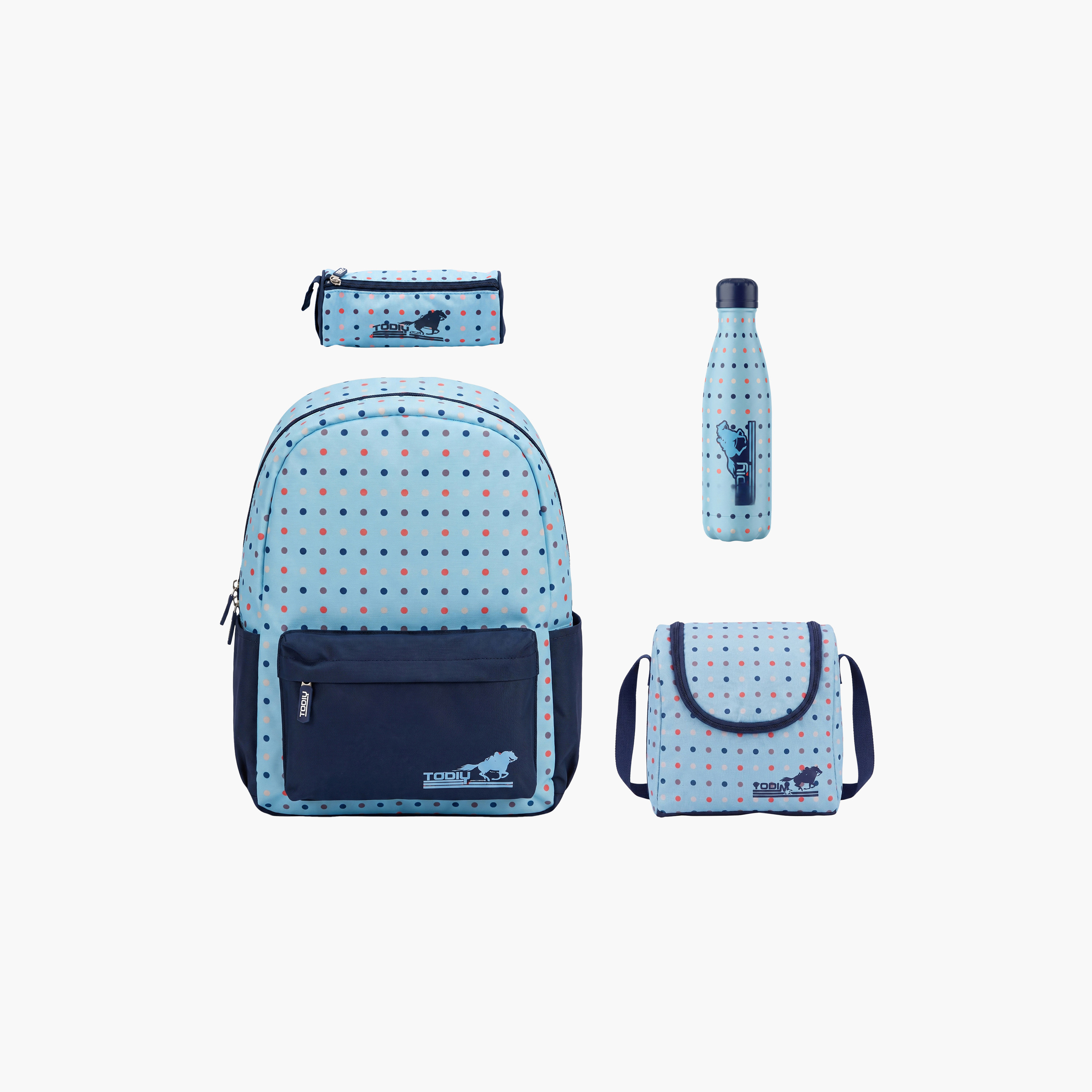 Tooly Fashion 4-Piece School Backpack Set with Pencil Case and Water Bottle - 17 Inch-school-bagsandbackpacks-backpacks-image-1