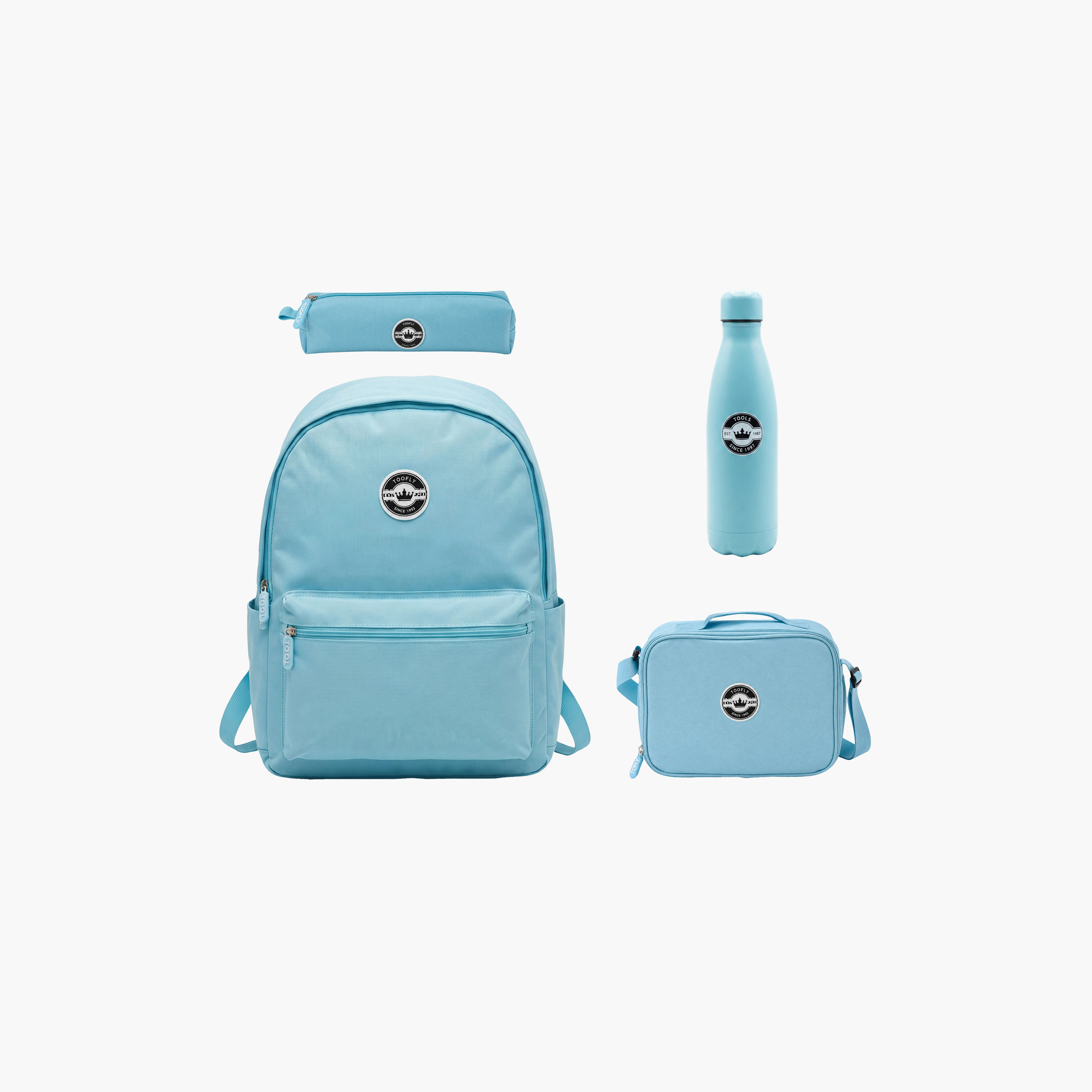 Tooly Crown Solid 4-Piece School Backpack Set with Pencil Case and Water Bottle - 17 Inch-school-bagsandbackpacks-backpacks-image-1