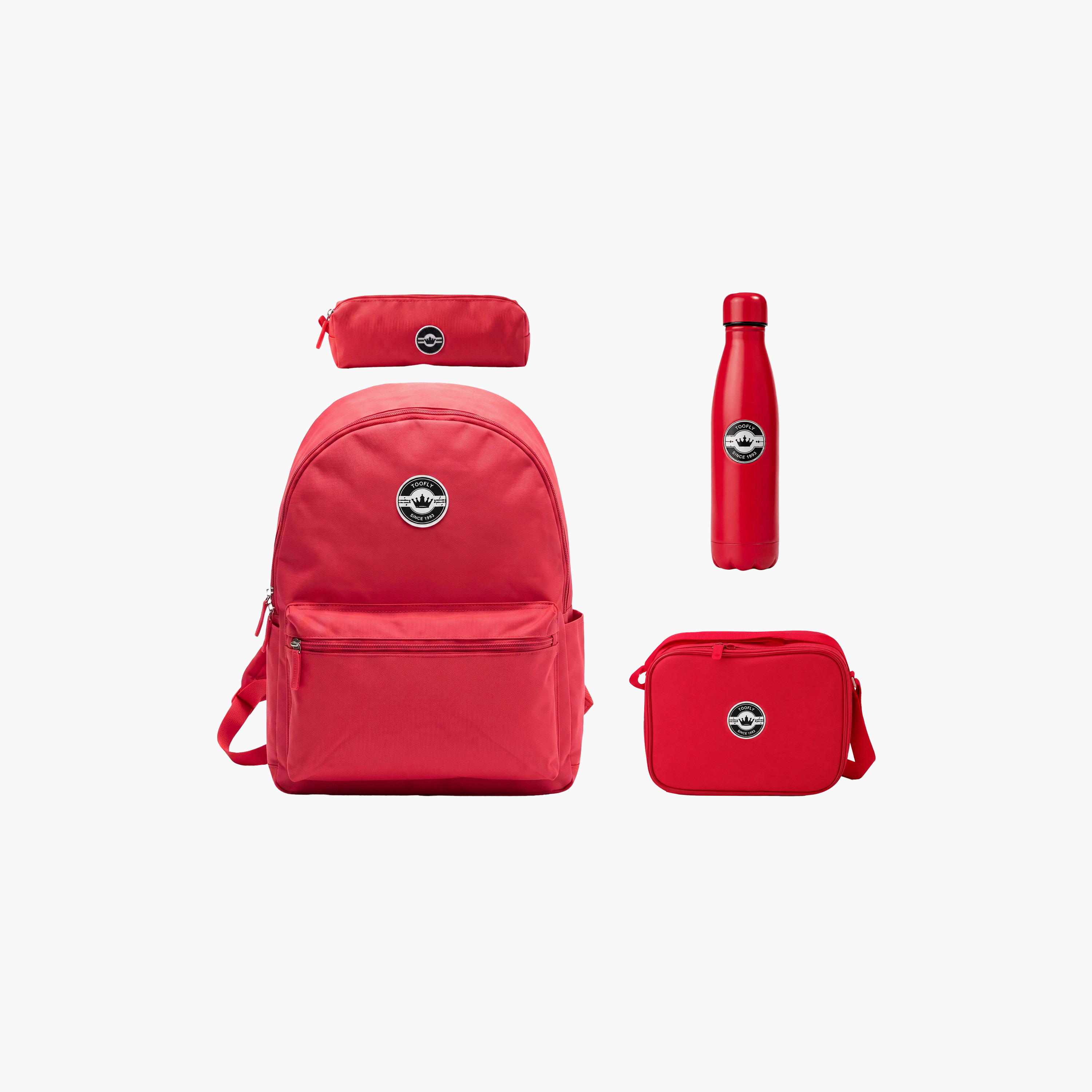 Tooly Crown Solid 4-Piece School Backpack Set with Pencil Case and Water Bottle - 17 Inch-school-bagsandbackpacks-backpacks-image-1