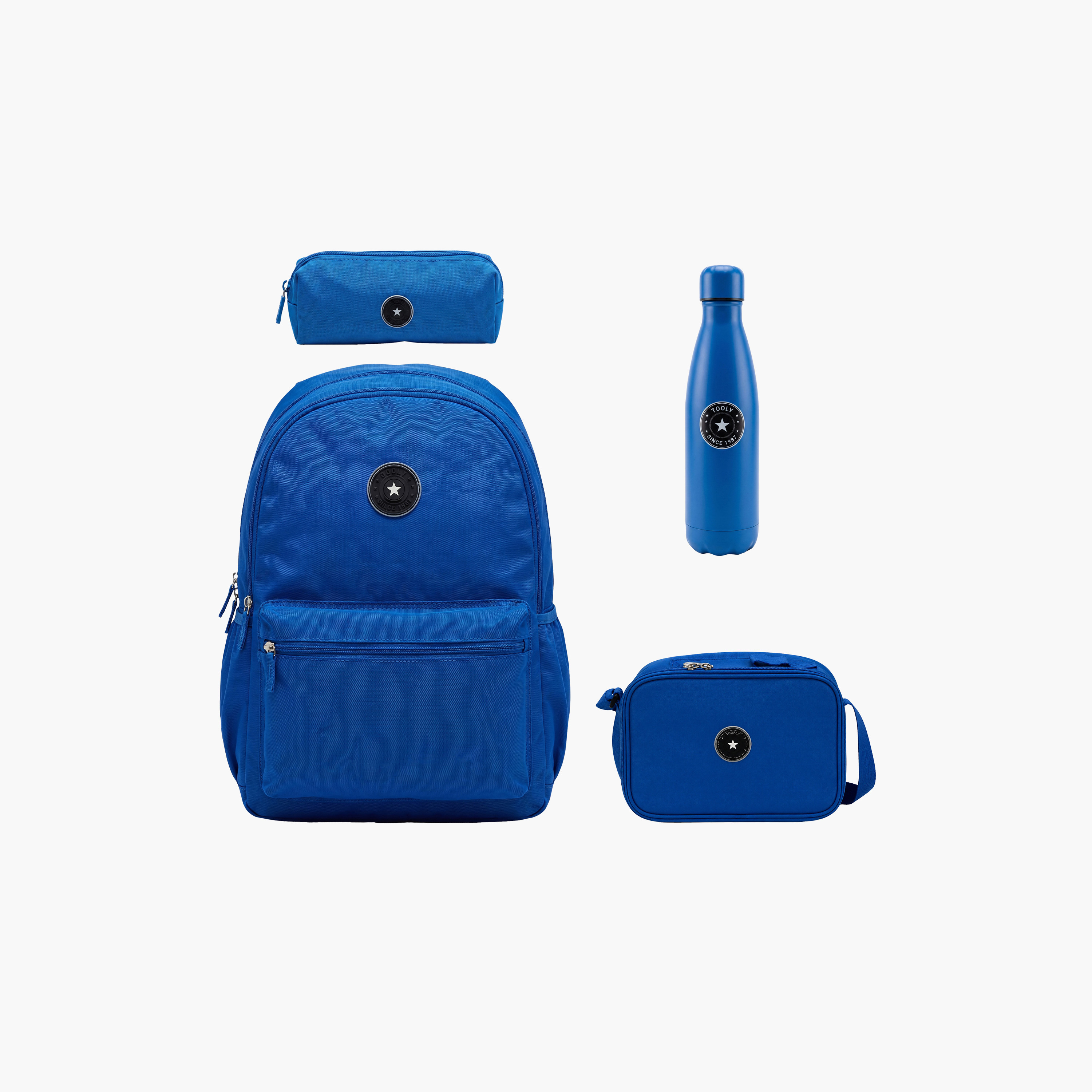 Tooly Star Solid 4-Piece School Backpack Set with Pencil Case and Water Bottle - 17 Inch-school-bagsandbackpacks-backpacks-image-1