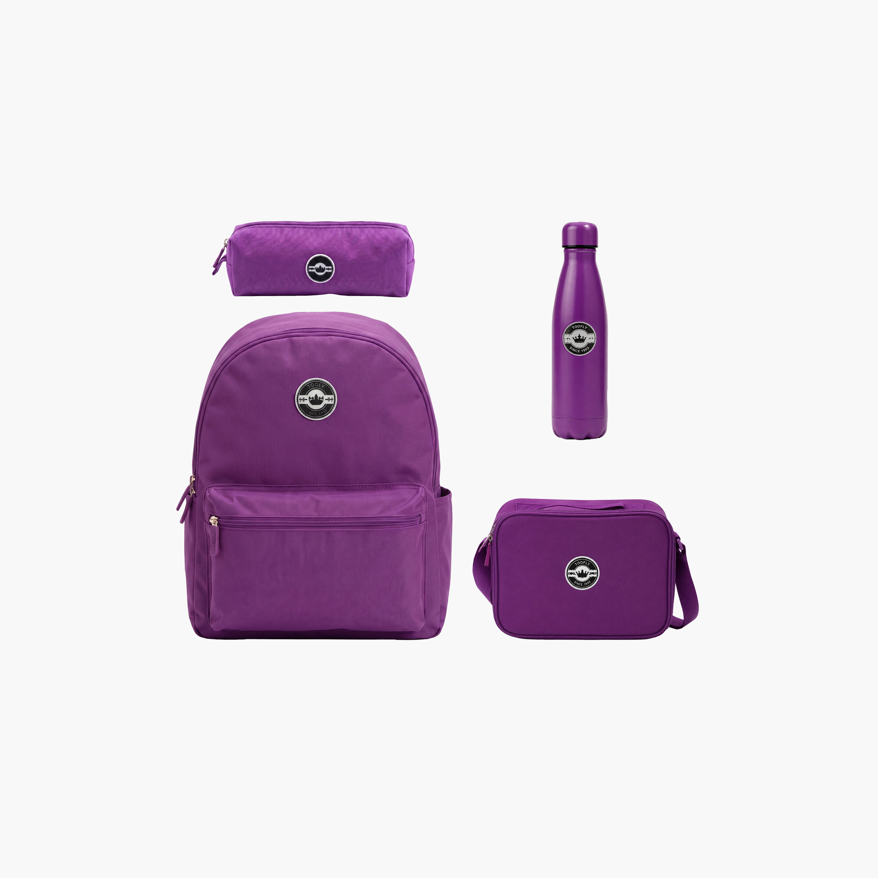 Tooly Crown Solid 4-Piece School Backpack Set with Pencil Case and Water Bottle - 17 Inch-school-bagsandbackpacks-backpacks-image-1