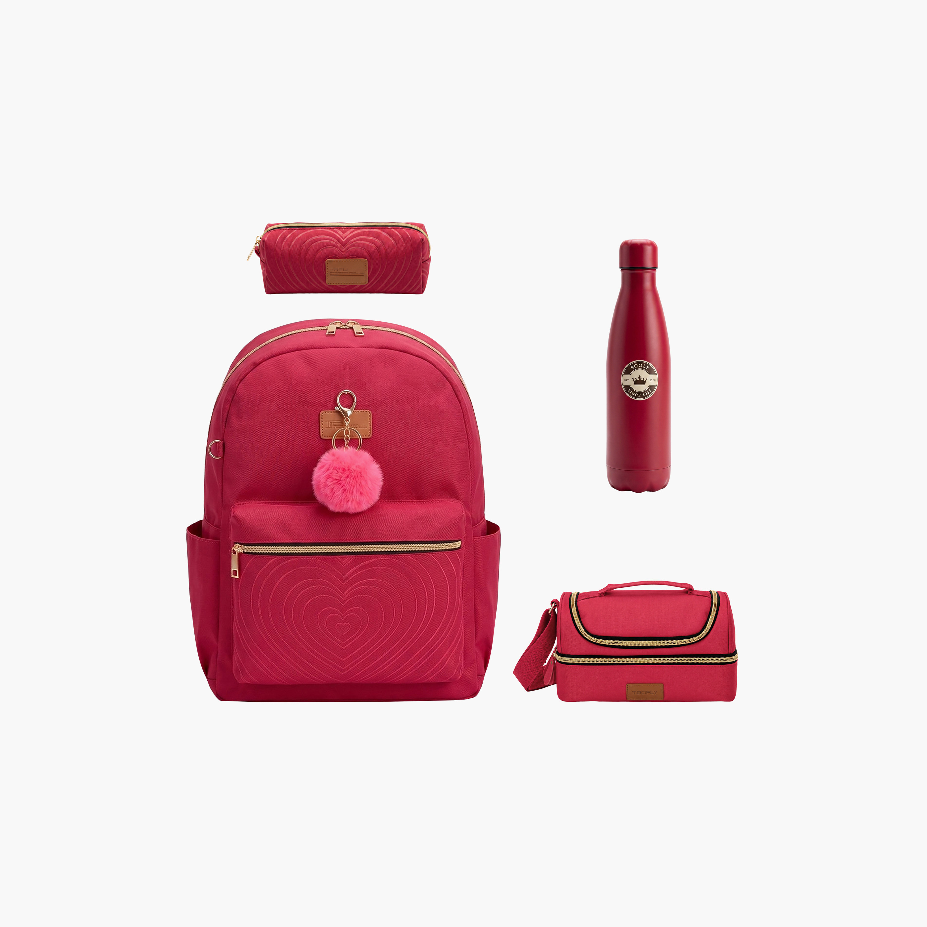 Tooly Fashion 4-Piece School Backpack Set with Pencil Case and Water Bottle - 17 Inch-school-bagsandbackpacks-backpacks-image-1