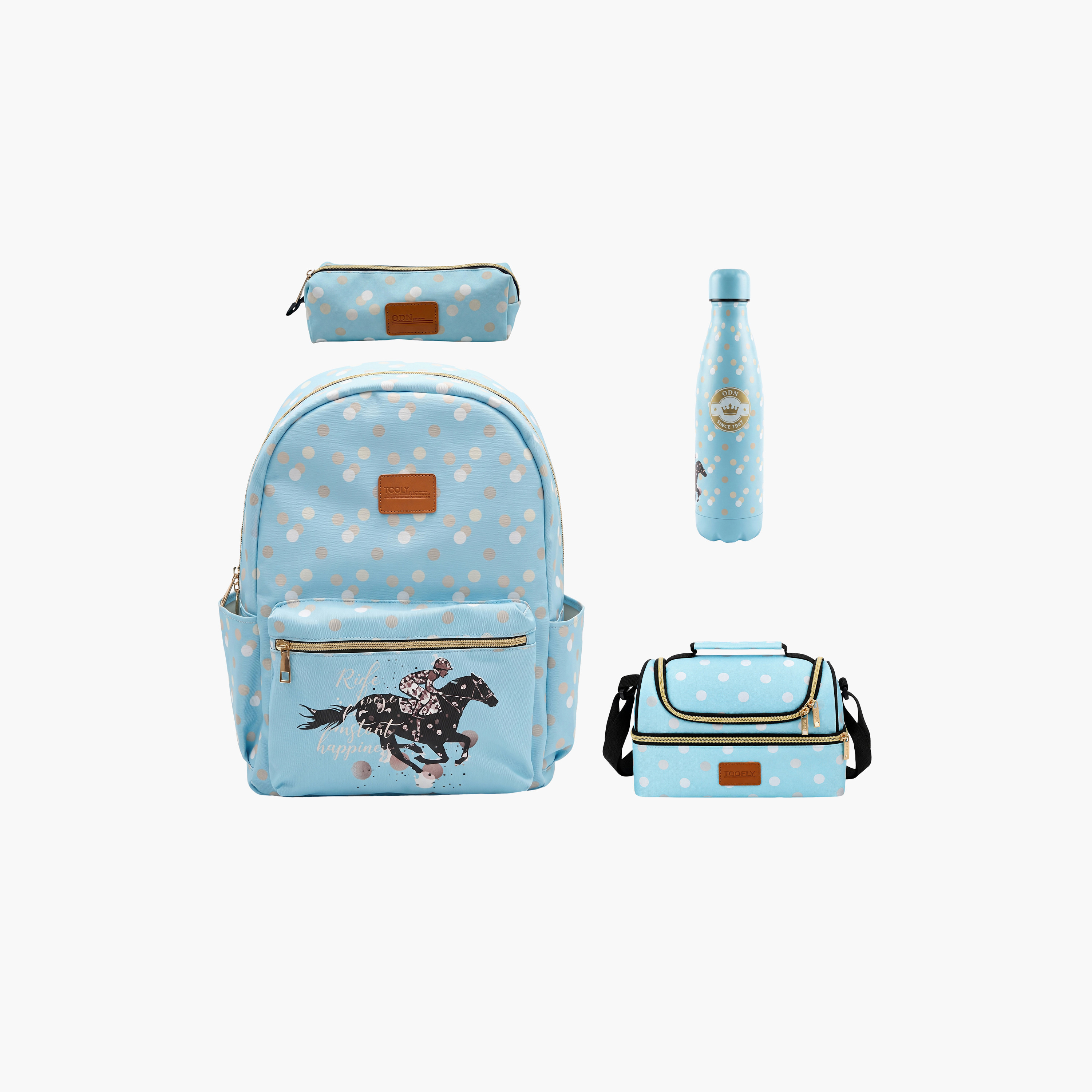 طقم حقيبة ظهر مدرسية من تولي كراون فاشن مكون من 4 قطع مع مقلمة وزجاجة ماء - 17 بوصة-school-bagsandbackpacks-backpacks-image-1