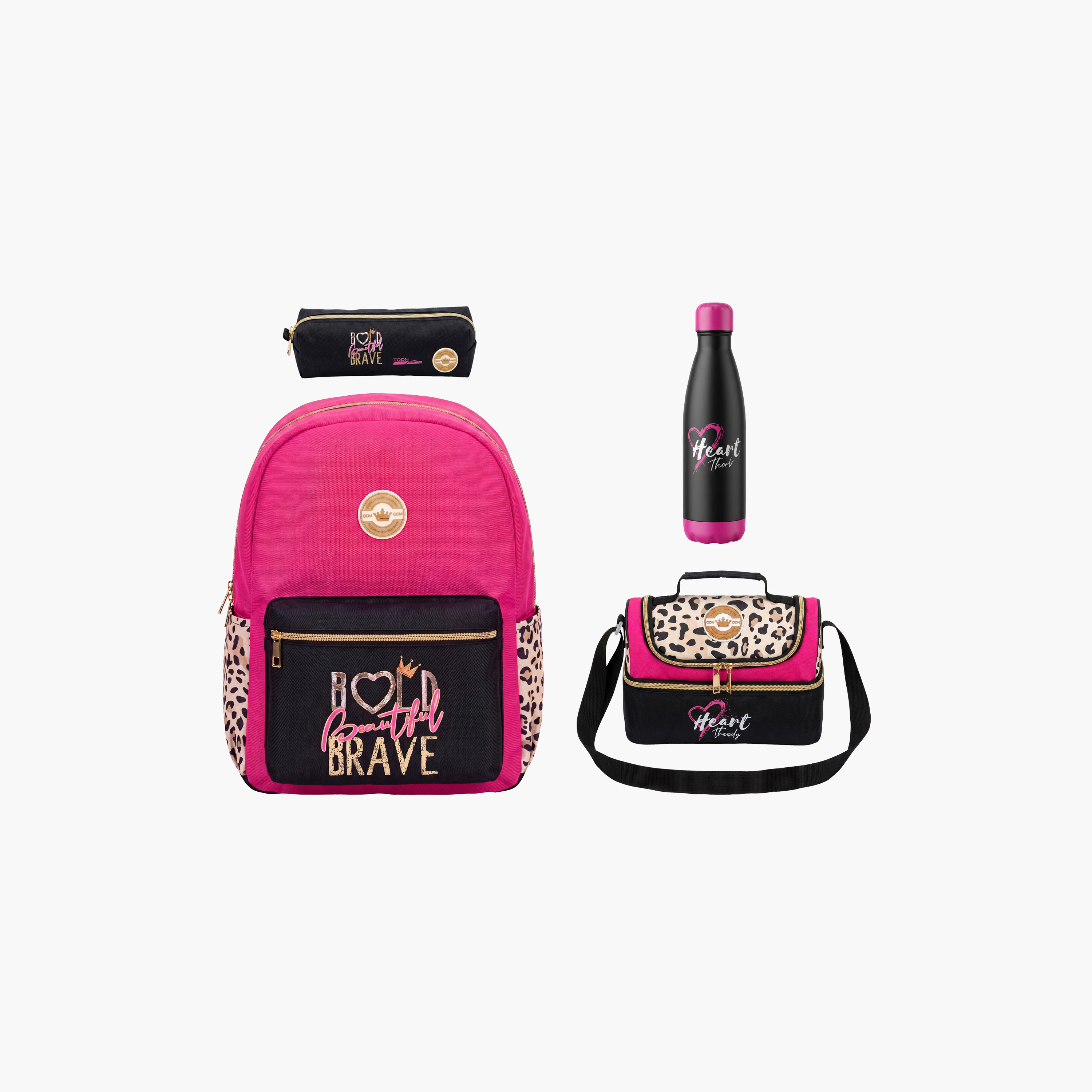 طقم حقيبة ظهر مدرسية من تولي كراون فاشن مكون من 4 قطع مع مقلمة وزجاجة ماء - 17 بوصة-school-bagsandbackpacks-backpacks-image-1