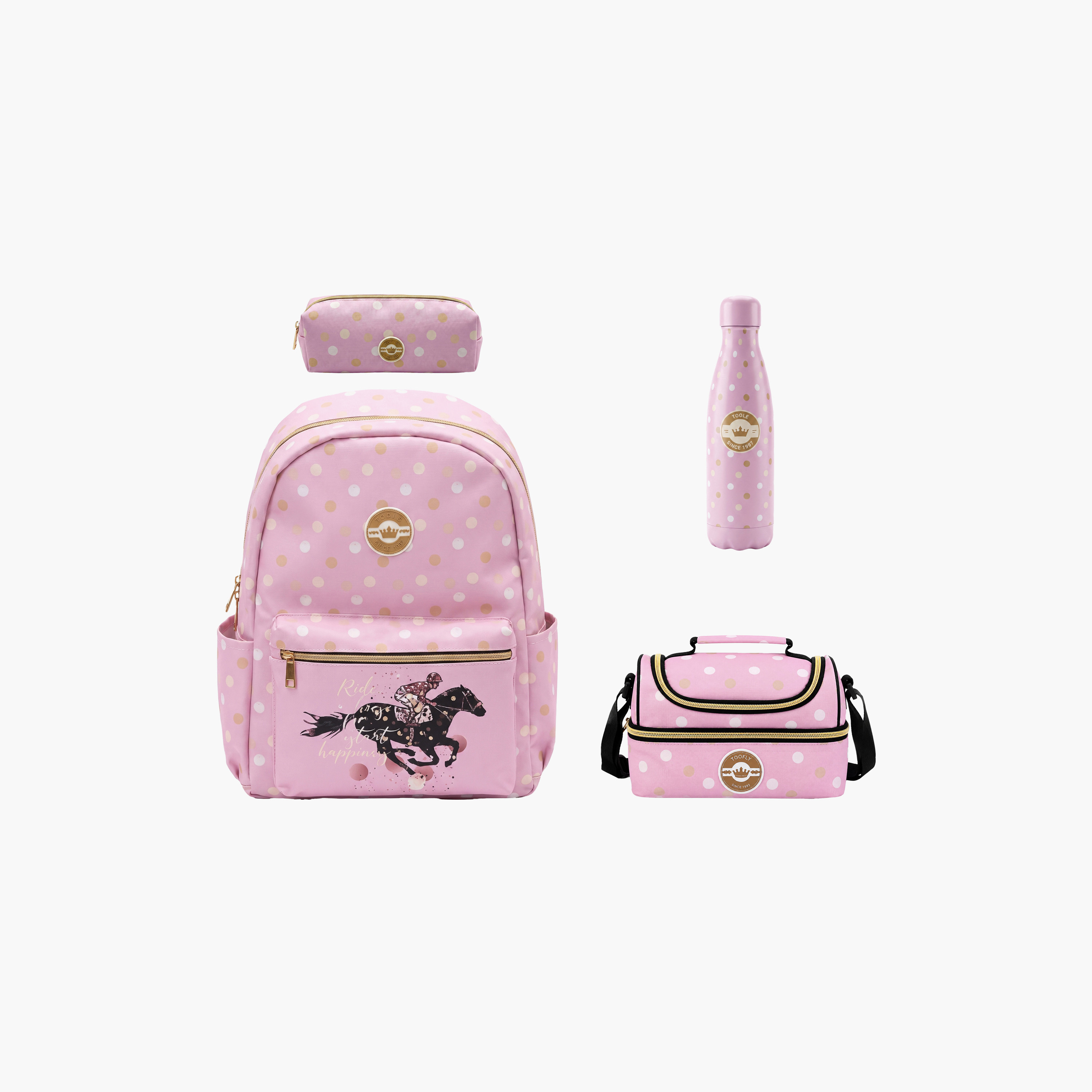طقم حقيبة ظهر مدرسية من تولي كراون فاشن مكون من 4 قطع مع مقلمة وزجاجة ماء - 17 بوصة-school-bagsandbackpacks-backpacks-image-1