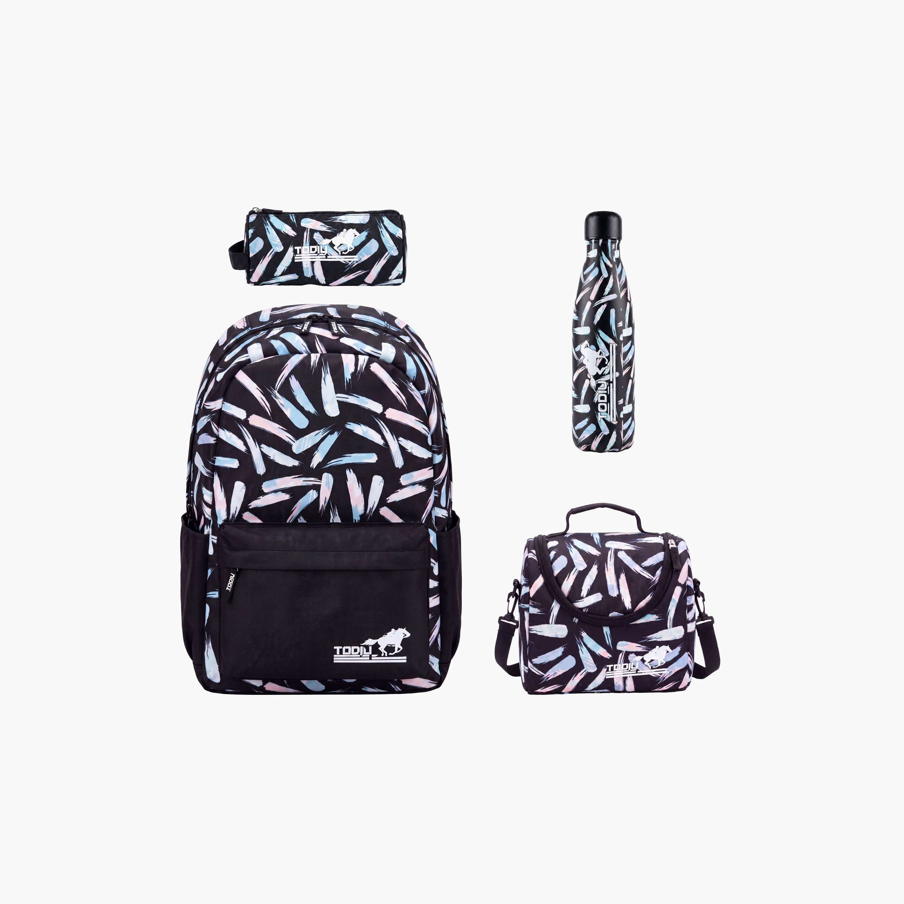 طقم حقيبة ظهر مدرسية من تولي فاشن مكون من 4 قطع مع مقلمة وزجاجة ماء - 17 بوصة-school-bagsandbackpacks-backpacks-image-1