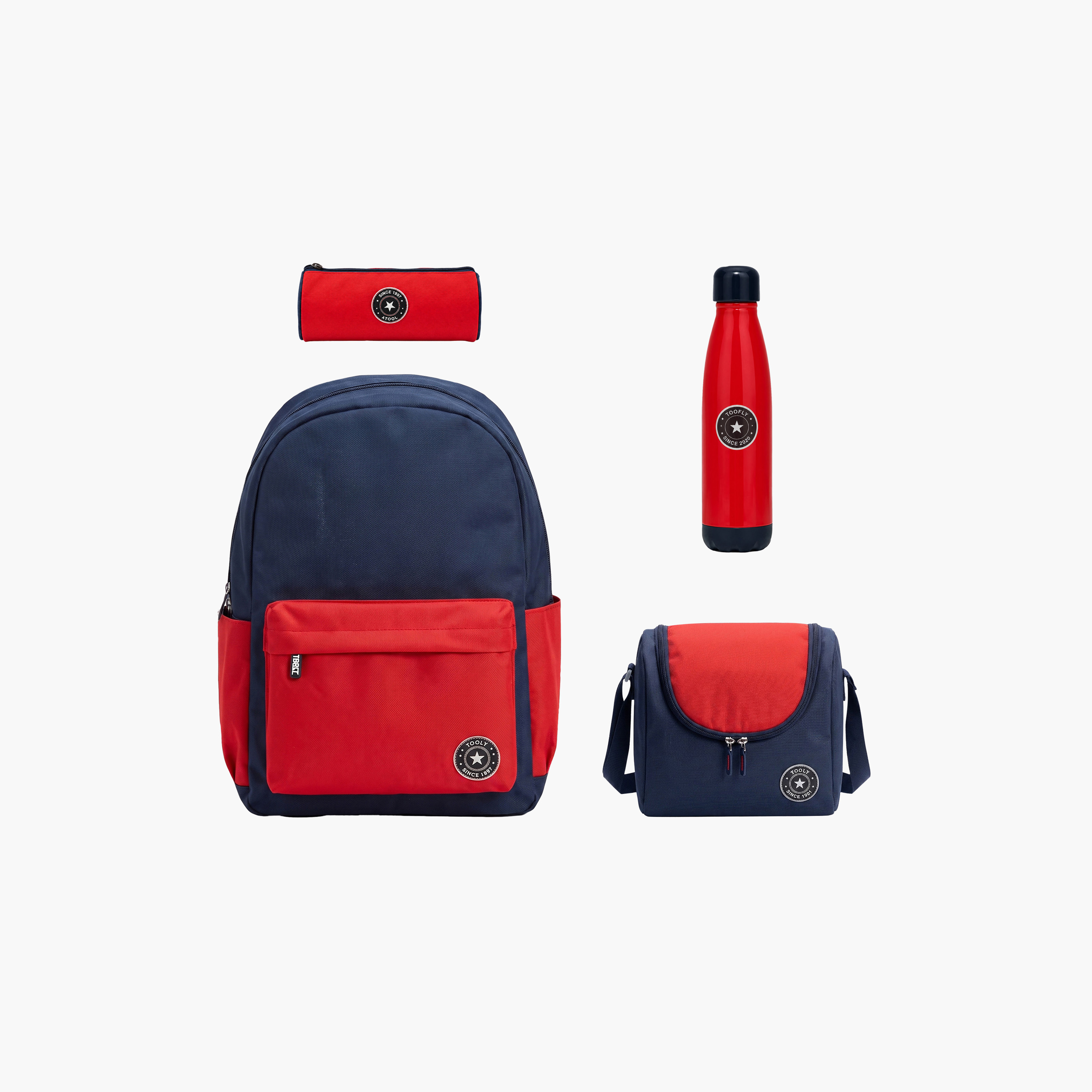 Tooly Star Solid 4-Piece School Backpack Set with Pencil Case and Water Bottle - 17 Inch-school-bagsandbackpacks-backpacks-image-1