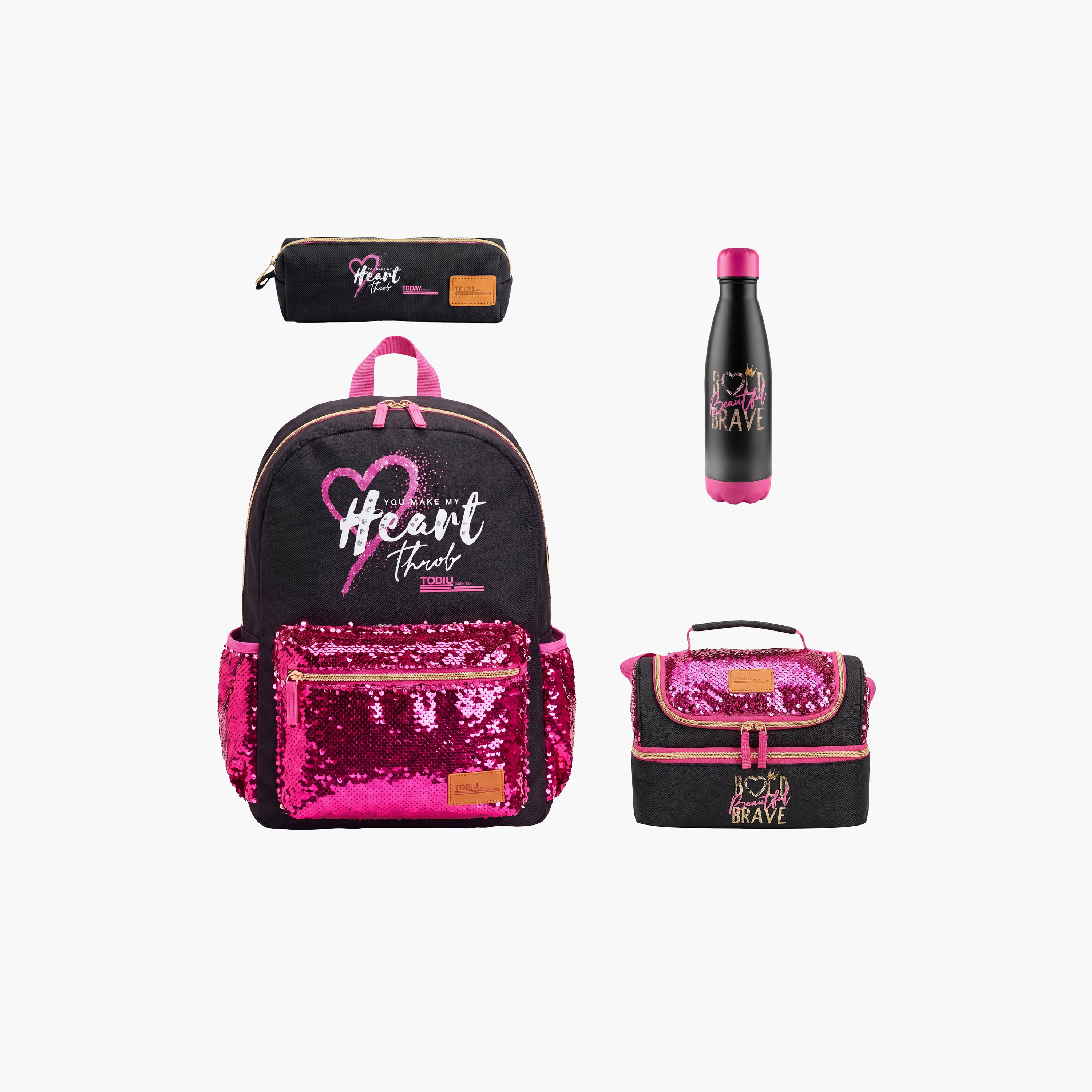 طقم حقيبة ظهر مدرسية من تولي فاشن مكون من 4 قطع مع مقلمة وزجاجة ماء - 17 بوصة-school-bagsandbackpacks-backpacks-image-1