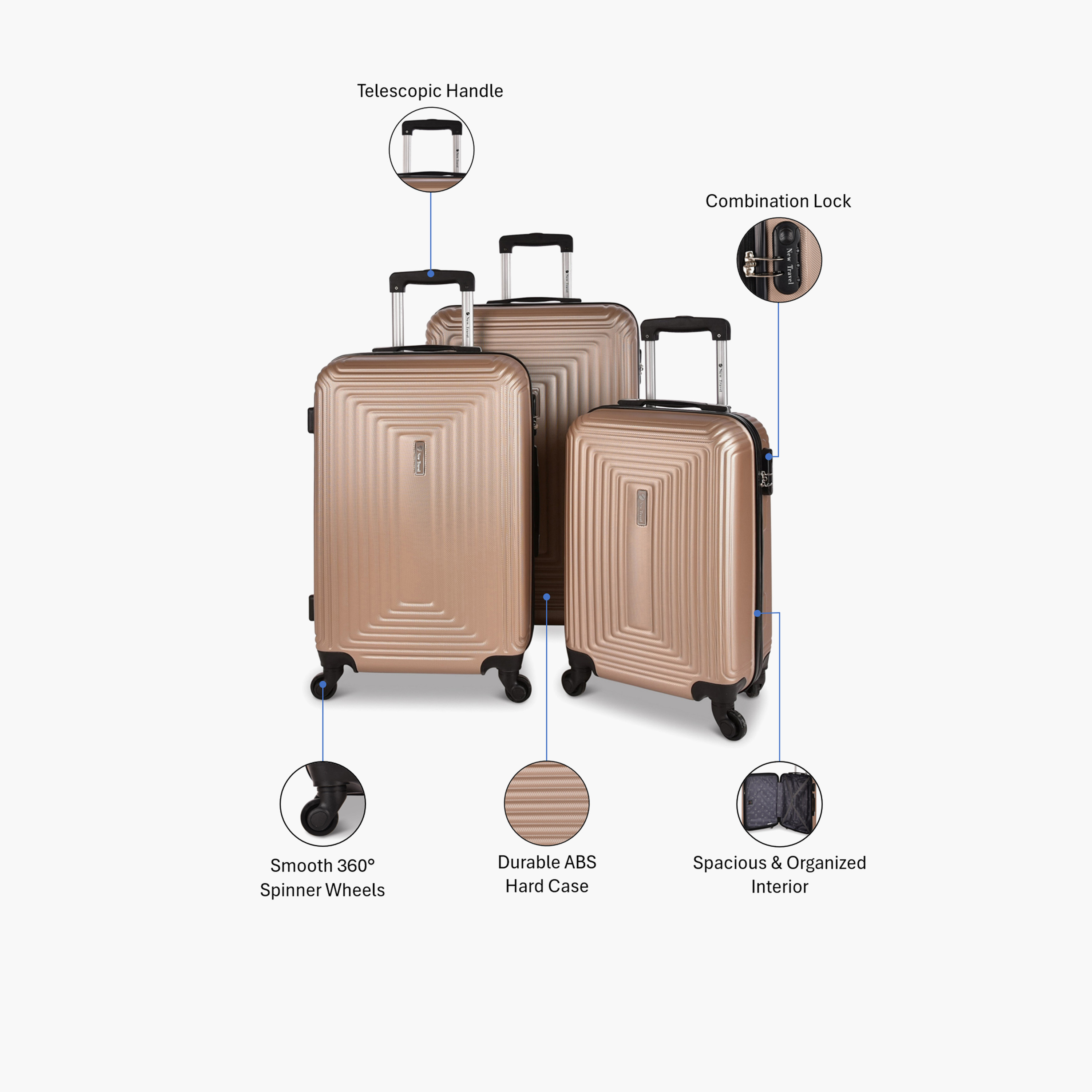New Travel Set of 3 ABS Hard-Sided 4-Wheeler Spinner Trolley Bags with Combination Lock-travel-luggagesandbags-luggage-image-2
