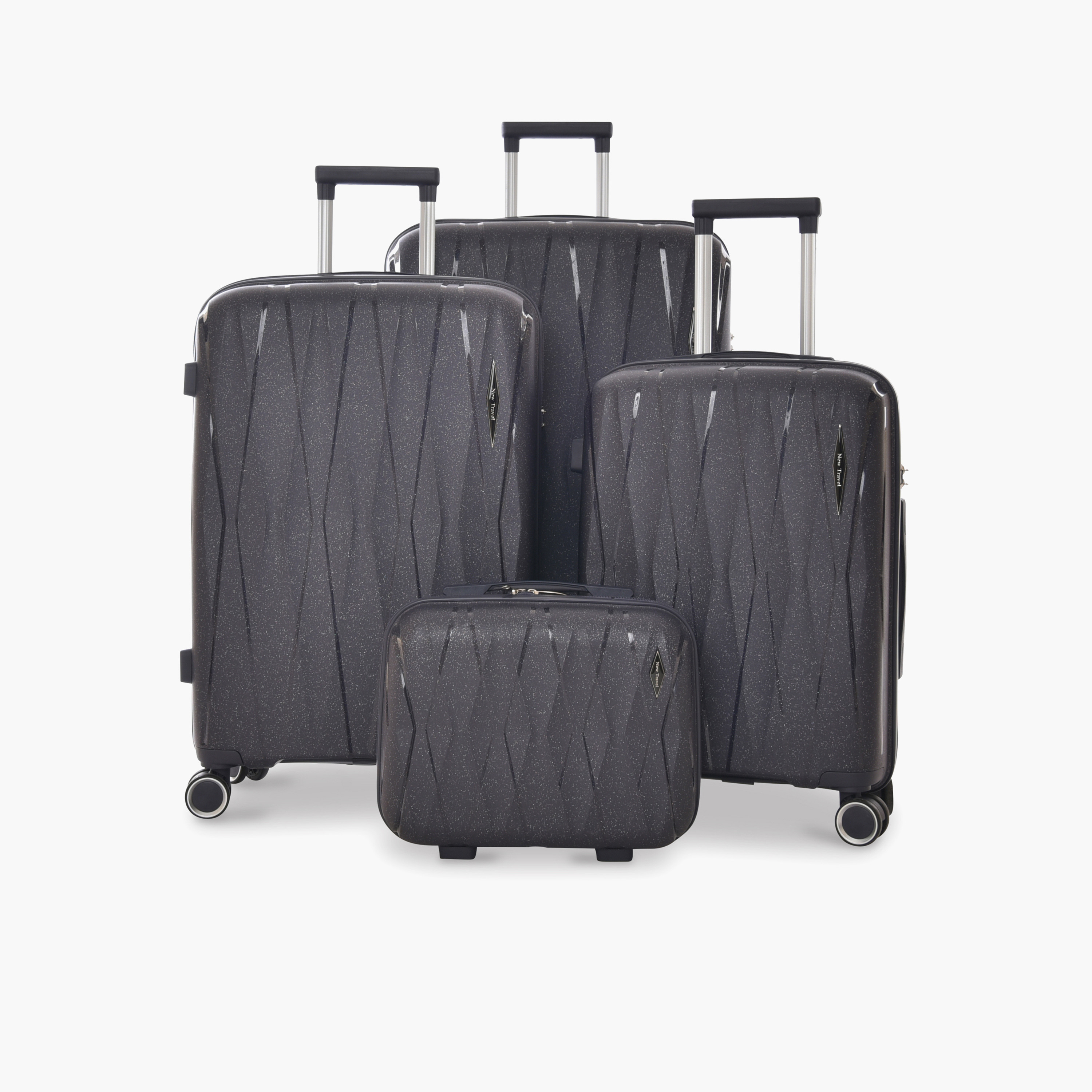 New Travel Set of 4 Polypropylene Hard-Sided 4-Wheeler Spinner Trolley Bags with Combination Lock-travel-luggagesandbags-luggage-image-1