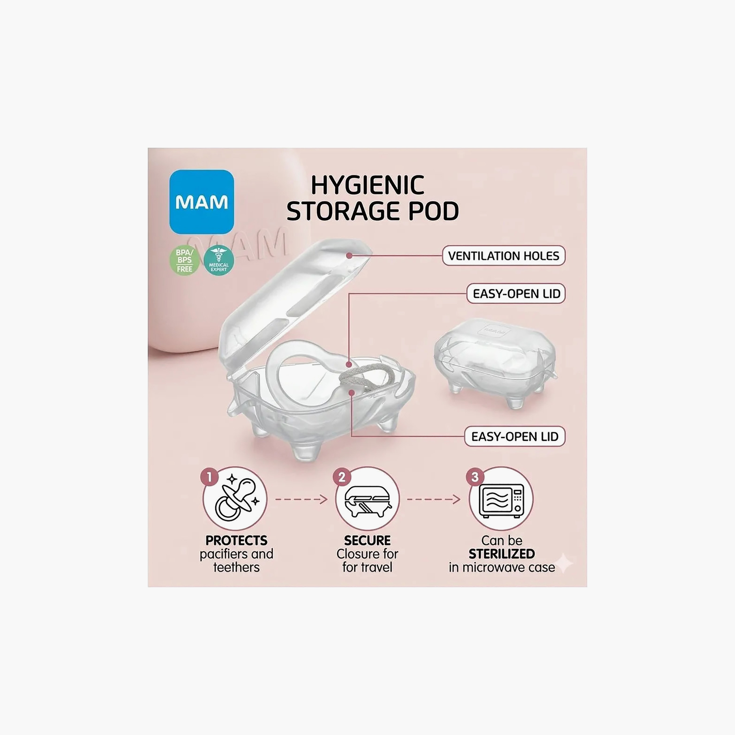 طقم مشبك لهاية للأطفال قطعتين مع علبة من مام - 0 شهر فأكثر-baby-feeding-pacifiers-image-8