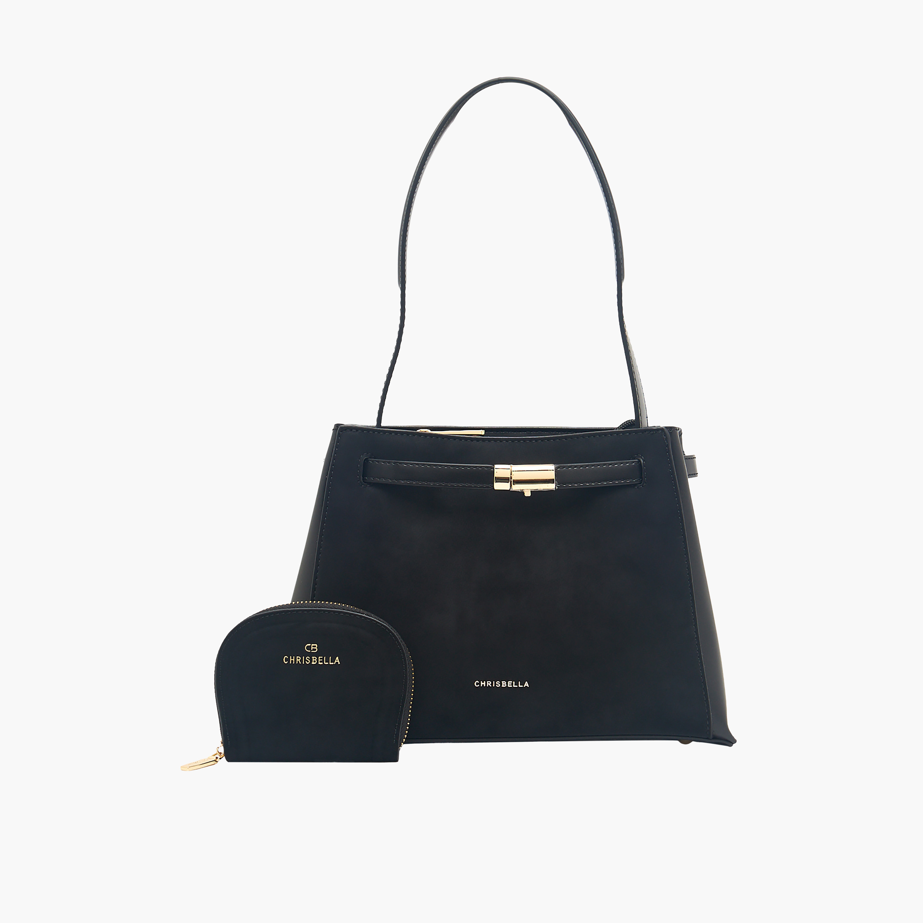 Chrisbella Textured Tote Bag with Pouch-women-bagsandwallets-handbags-image-1